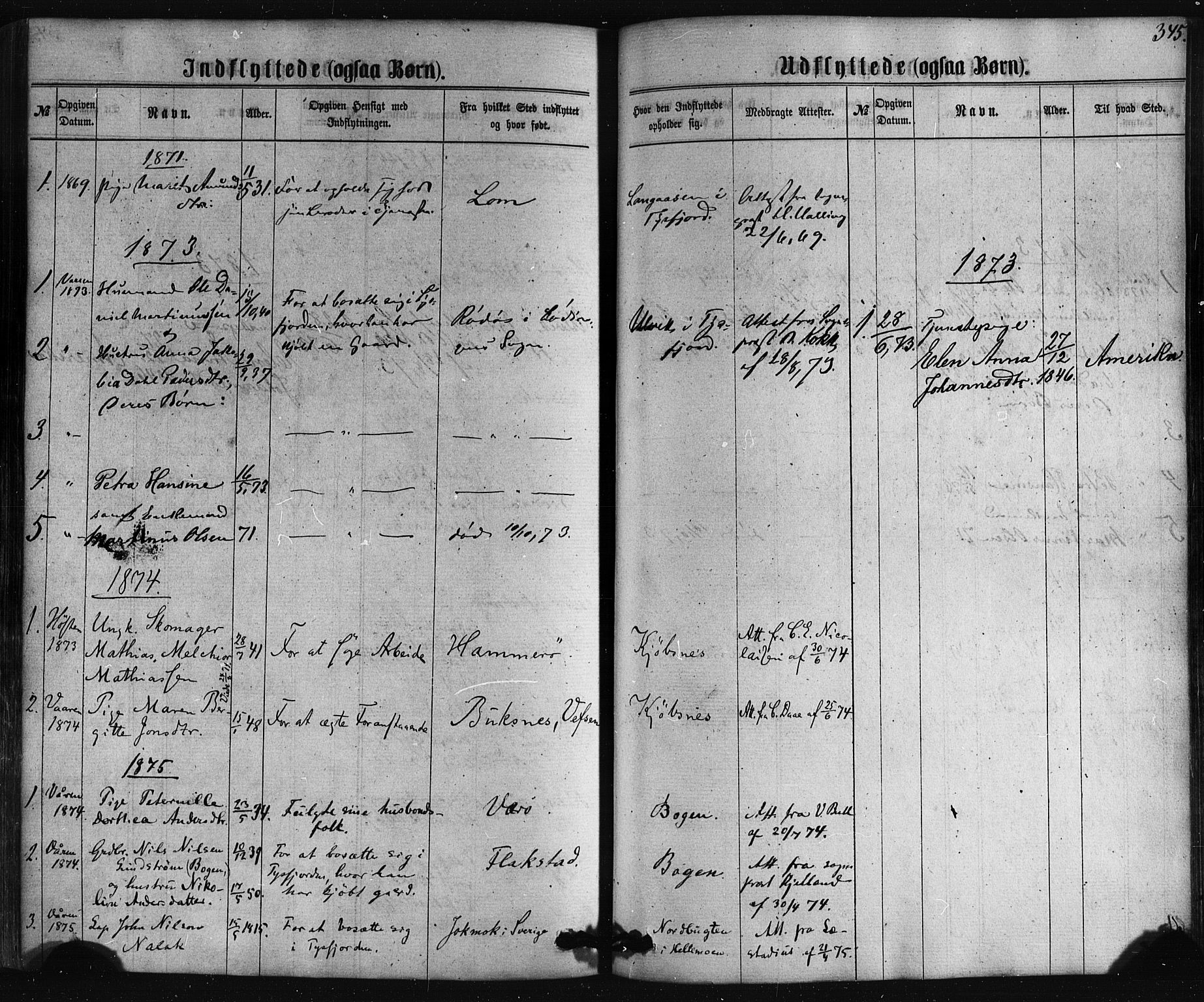 Ministerialprotokoller, klokkerbøker og fødselsregistre - Nordland, AV/SAT-A-1459/861/L0867: Parish register (official) no. 861A02, 1864-1878, p. 345