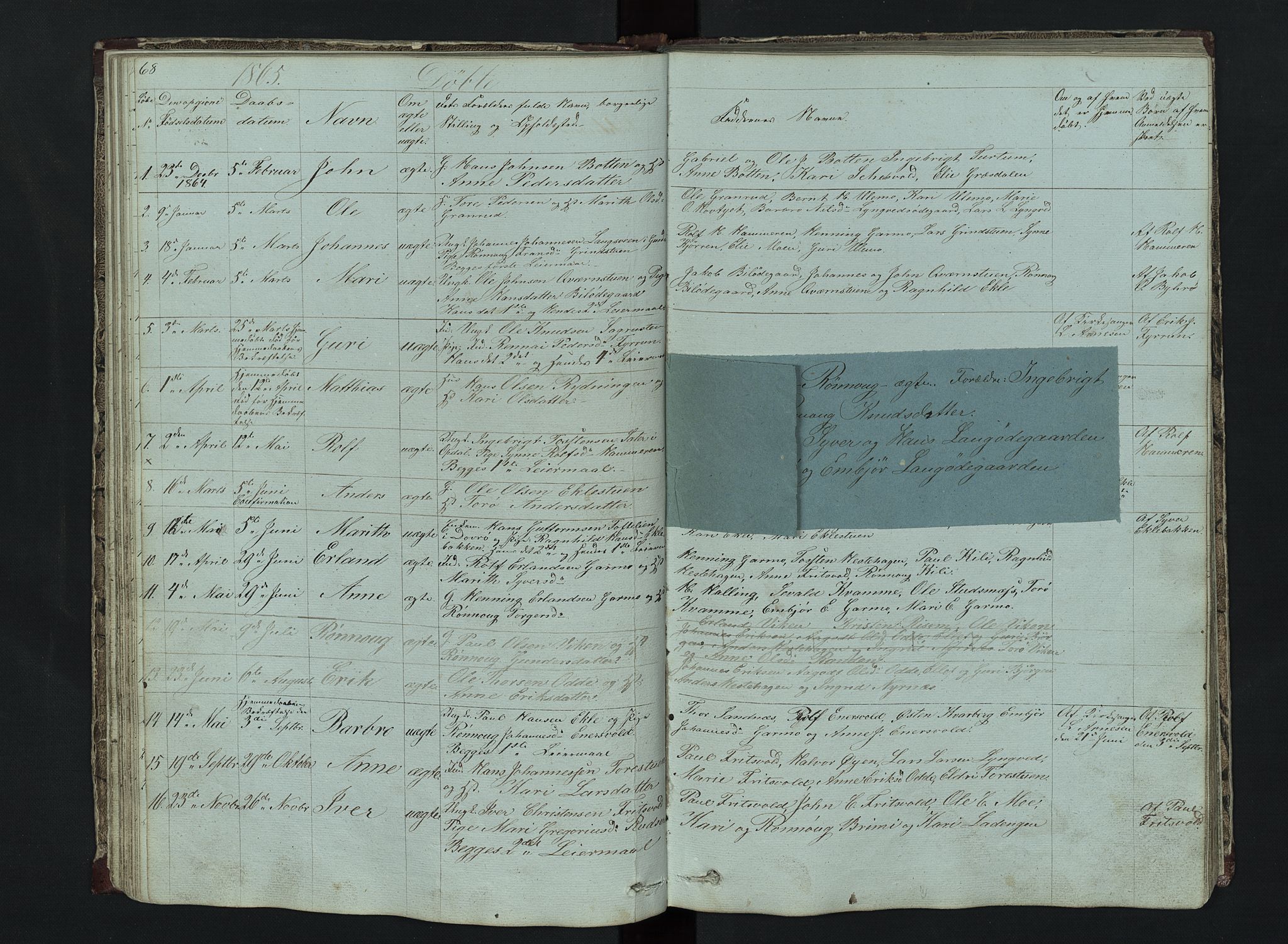 Lom prestekontor, SAH/PREST-070/L/L0014: Parish register (copy) no. 14, 1845-1876, p. 68-69