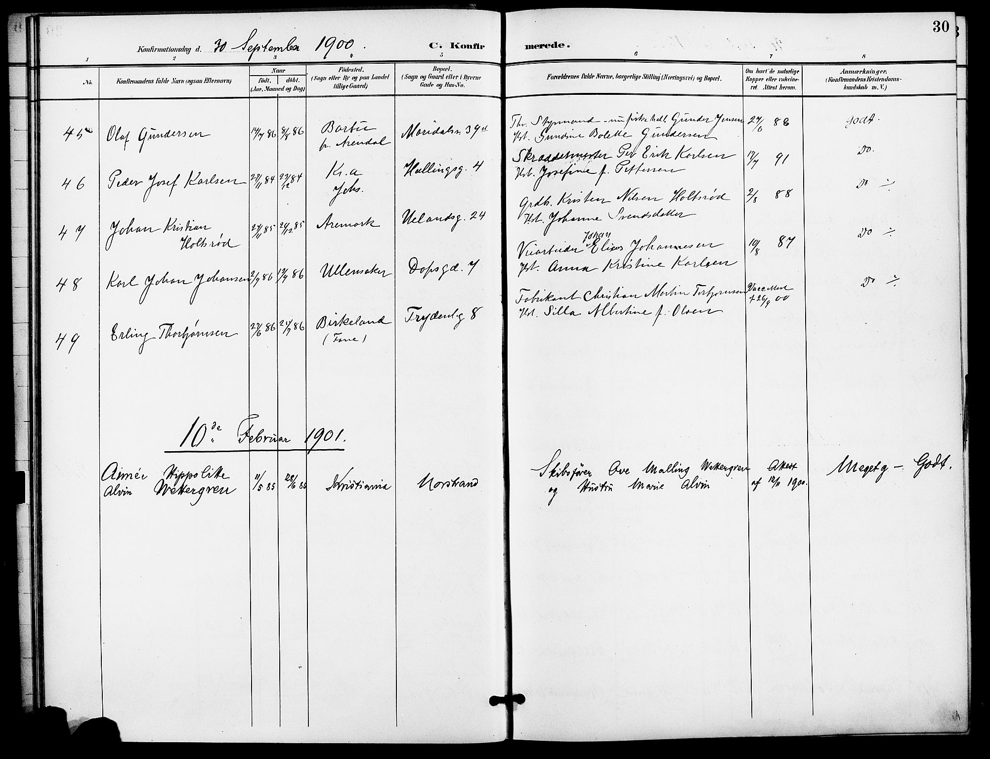 Gamle Aker prestekontor Kirkebøker, SAO/A-10617a/F/L0012: Parish register (official) no. 12, 1898-1910, p. 30