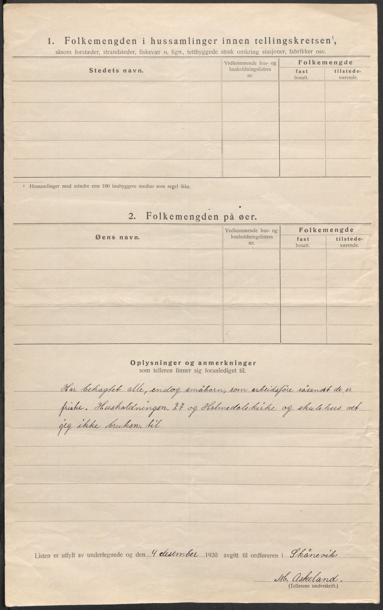 SAB, 1920 census for Skånevik, 1920, p. 69