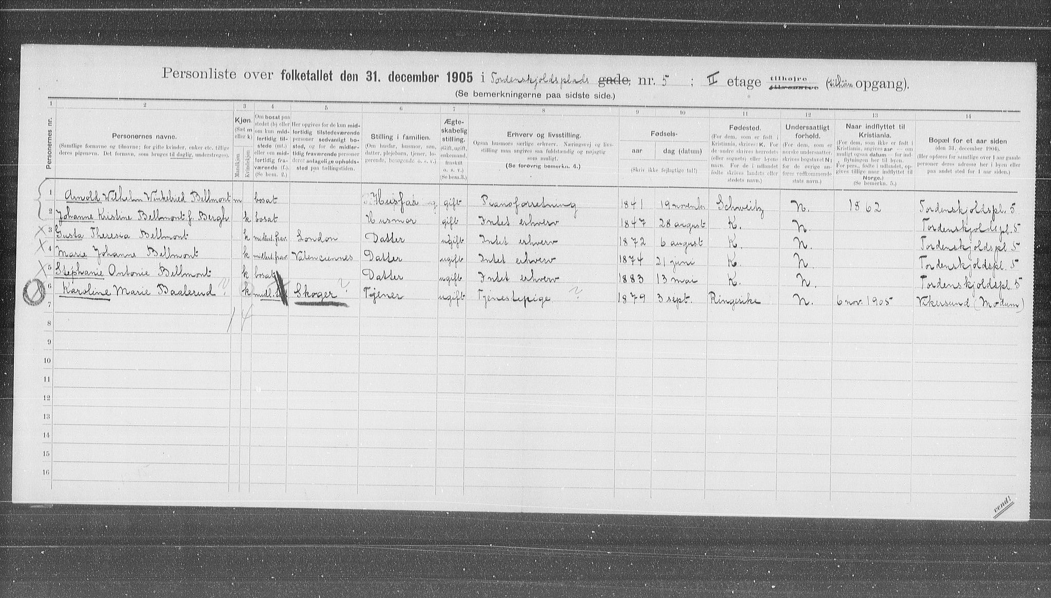 OBA, Municipal Census 1905 for Kristiania, 1905, p. 59777