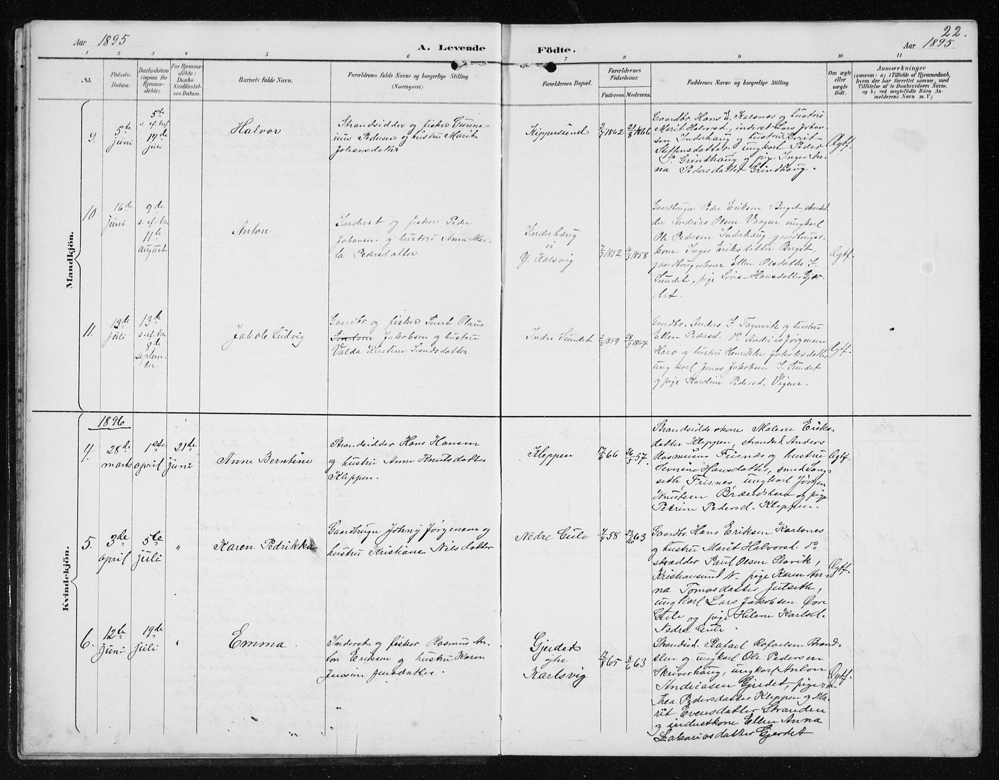 Ministerialprotokoller, klokkerbøker og fødselsregistre - Møre og Romsdal, AV/SAT-A-1454/566/L0773: Parish register (copy) no. 566C02, 1892-1909, p. 22