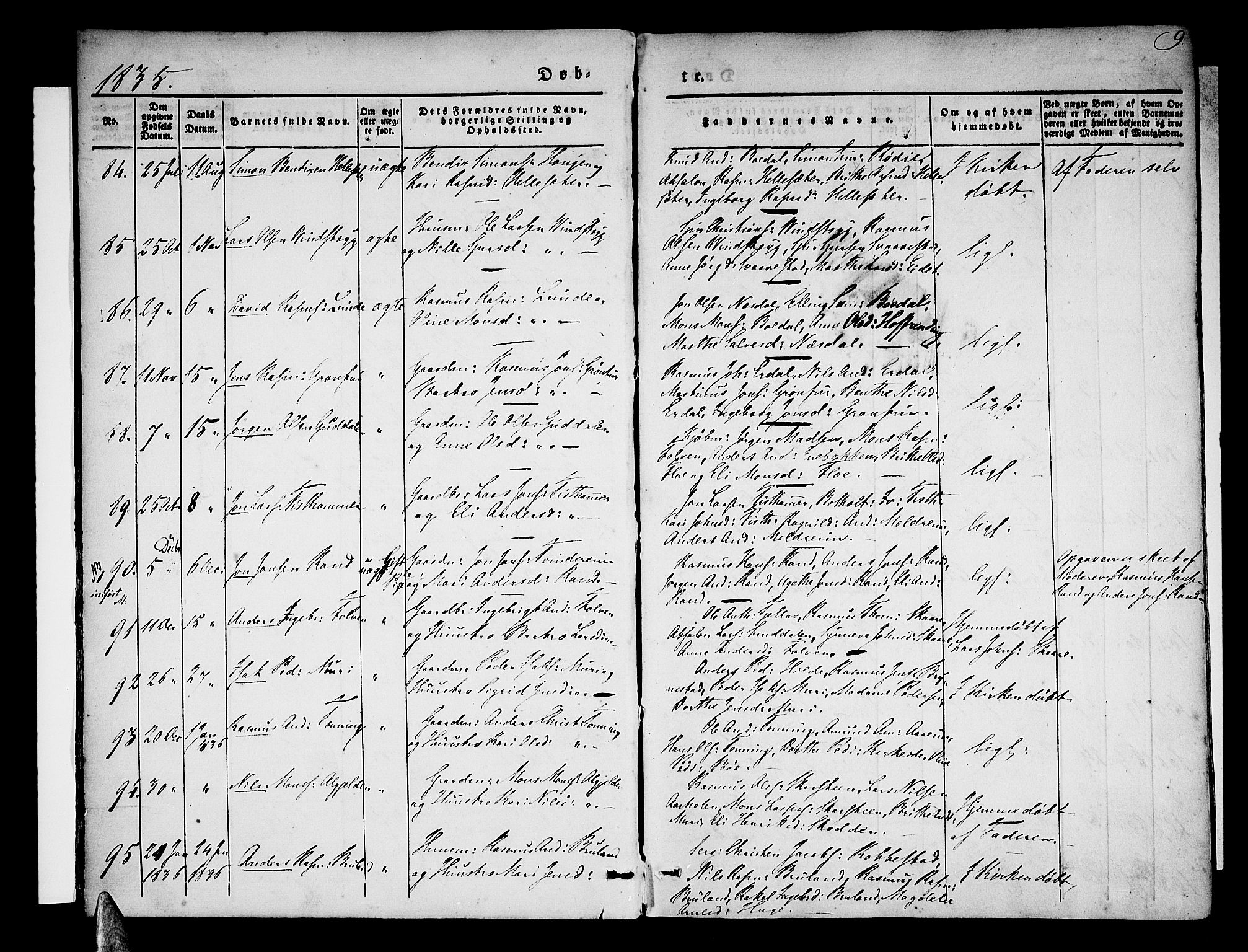 Stryn Sokneprestembete, AV/SAB-A-82501: Parish register (official) no. A 1, 1832-1845, p. 9