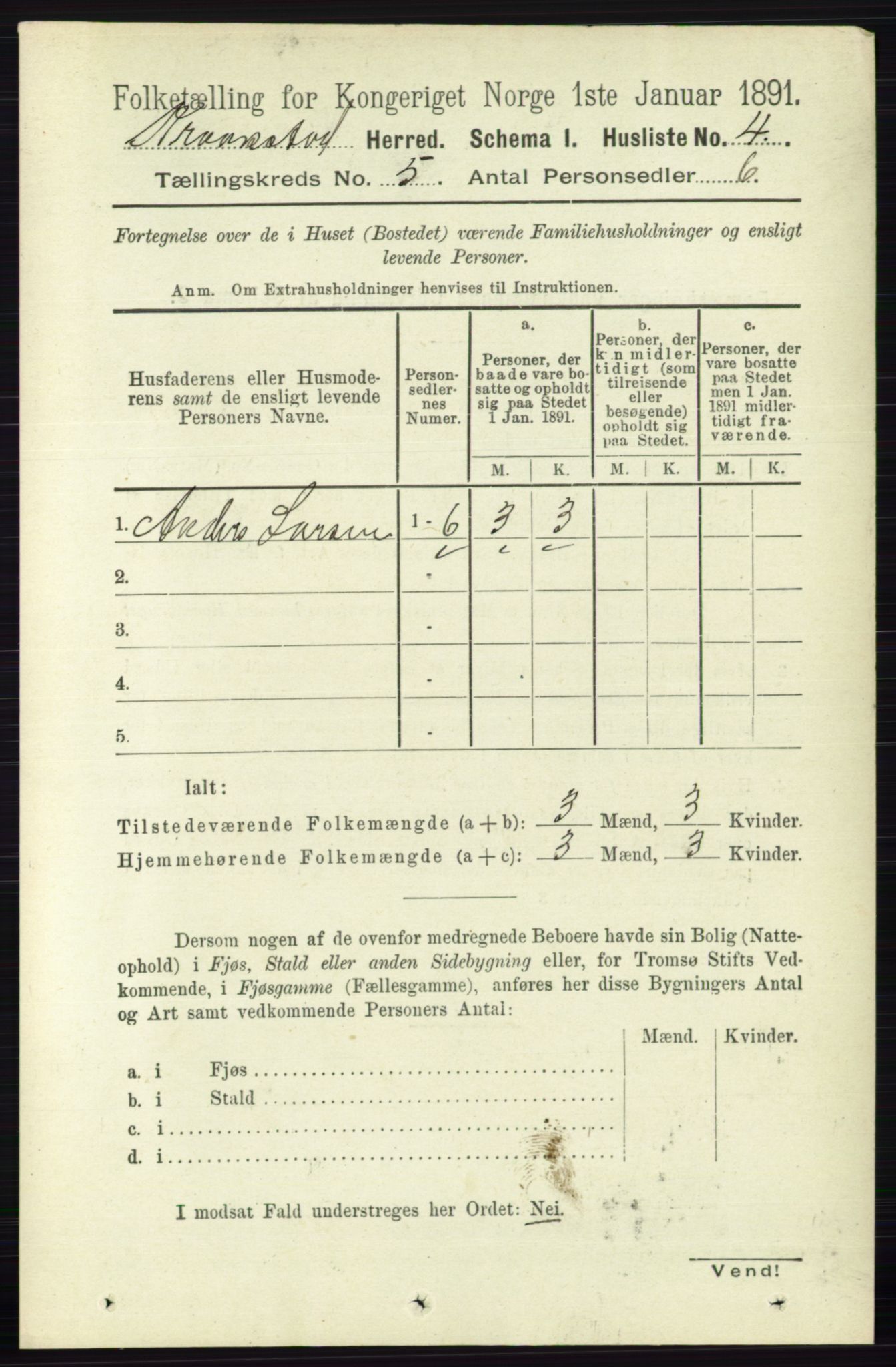 RA, 1891 census for 0212 Kråkstad, 1891, p. 2405