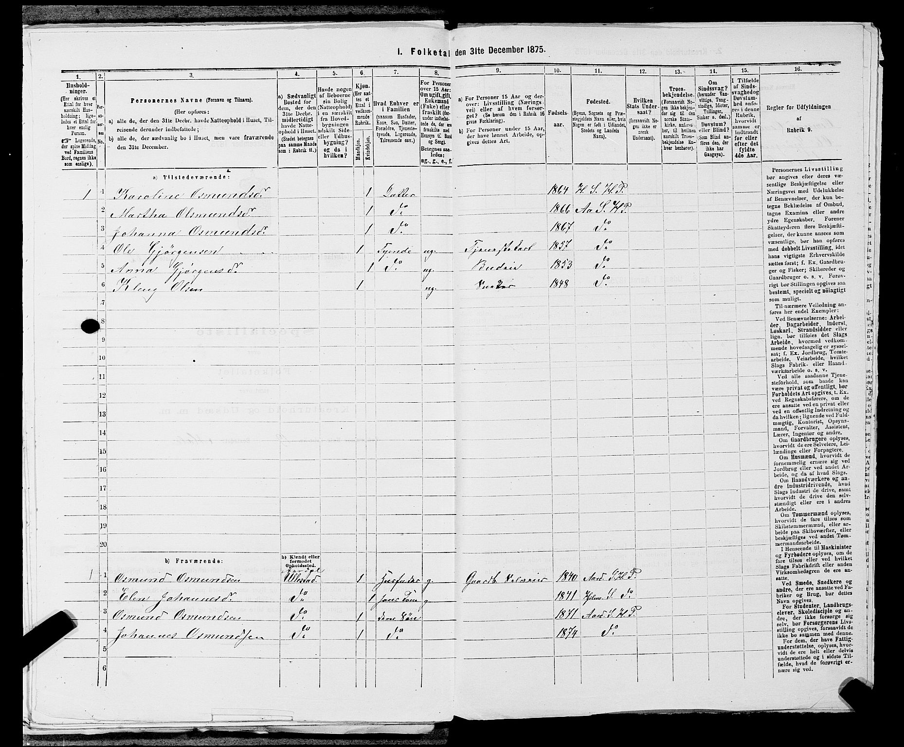 SAST, 1875 census for 1133P Hjelmeland, 1875, p. 1373