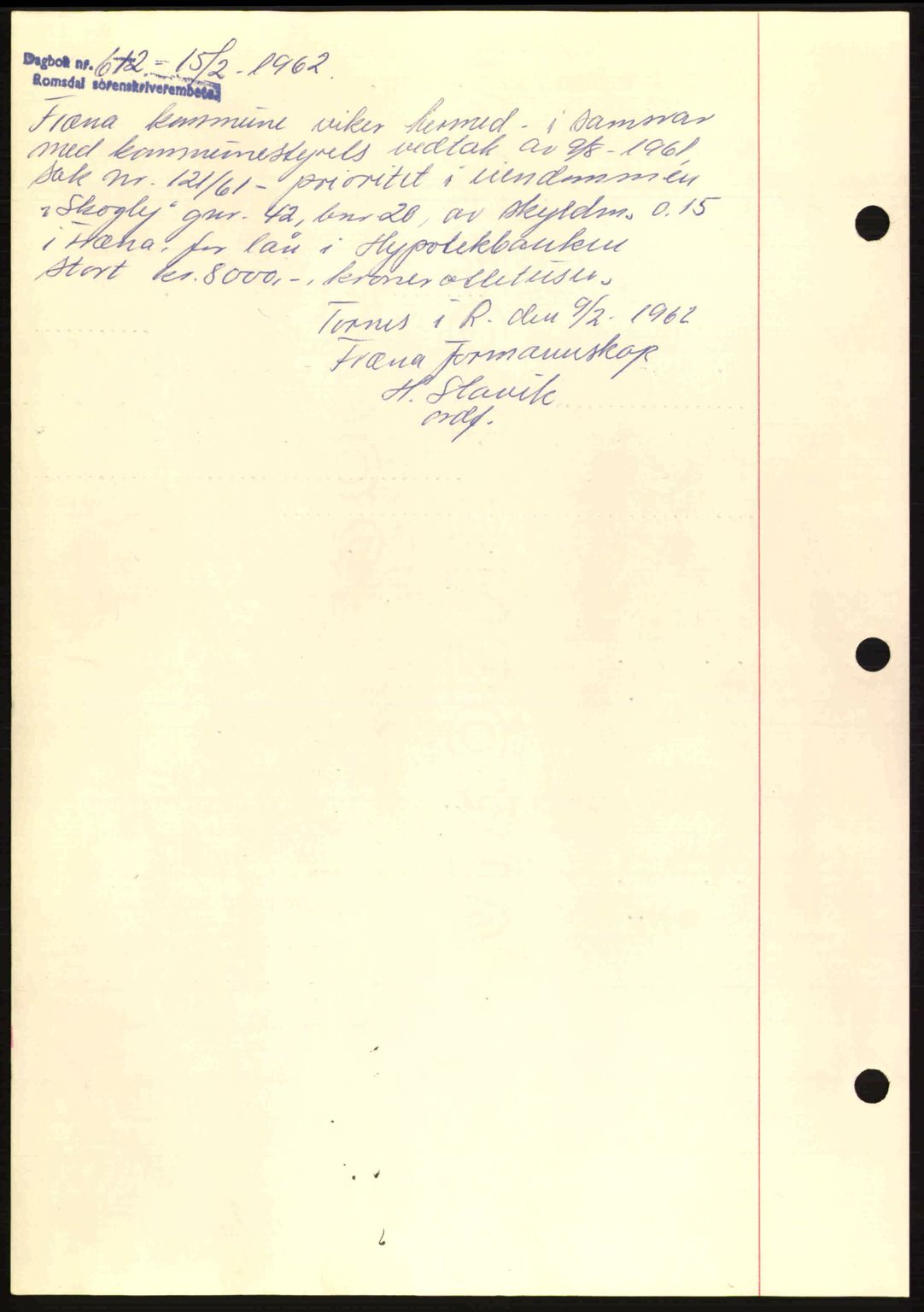 Romsdal sorenskriveri, AV/SAT-A-4149/1/2/2C: Mortgage book no. B2, 1939-1945, Diary no: : 949/1940