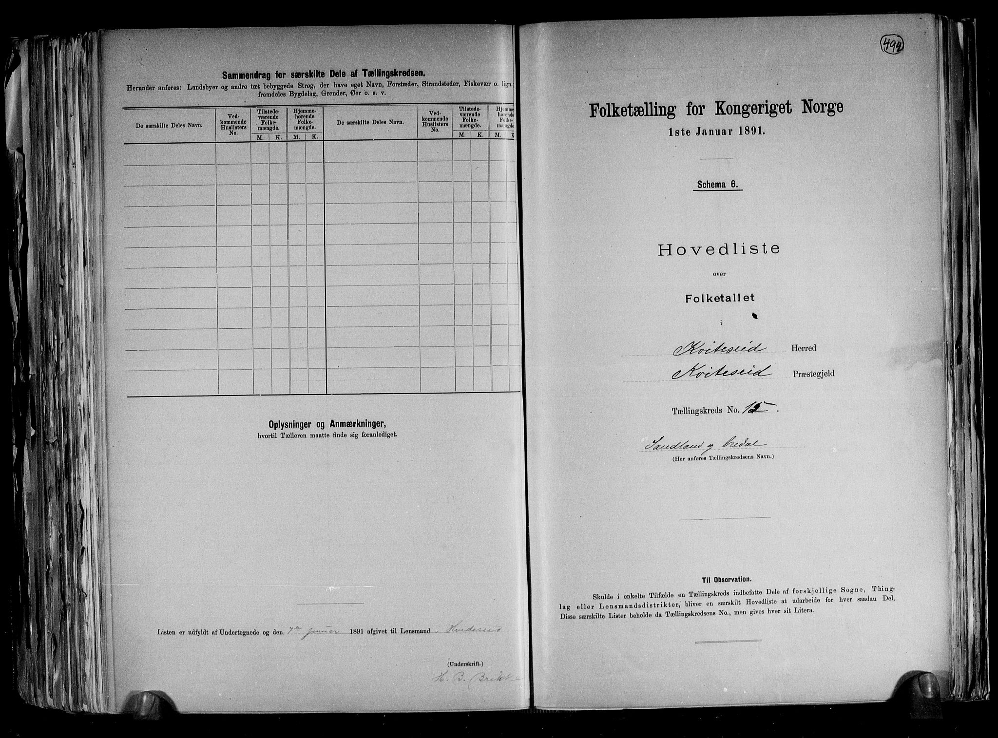 RA, 1891 census for 0829 Kviteseid, 1891, p. 33