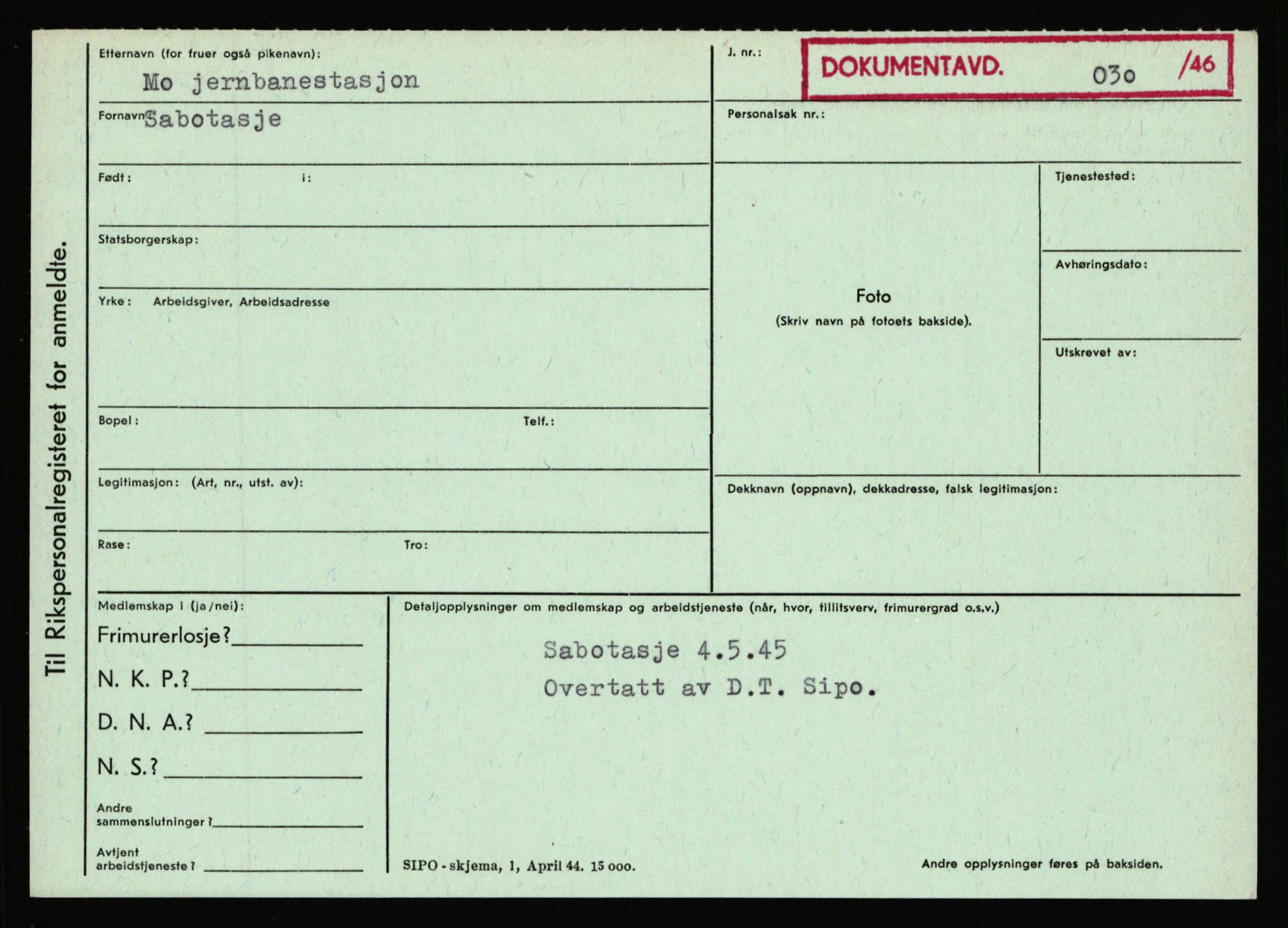 Statspolitiet - Hovedkontoret / Osloavdelingen, AV/RA-S-1329/C/Ca/L0010: Lind - Moksnes, 1943-1945, p. 4327