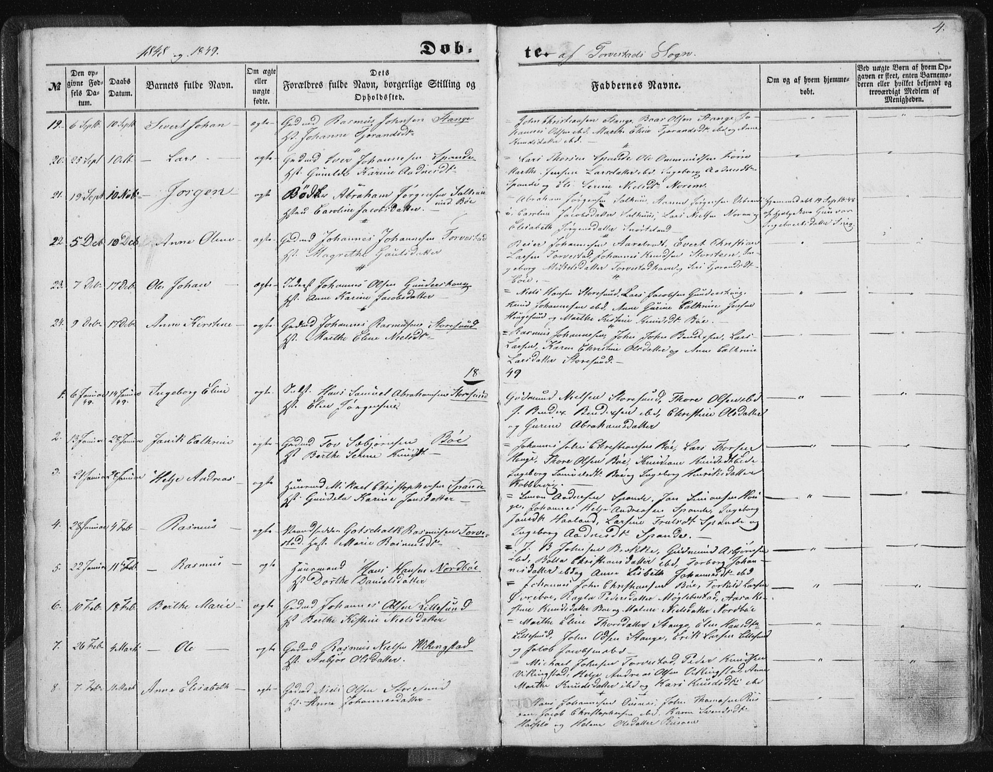Torvastad sokneprestkontor, SAST/A -101857/H/Ha/Haa/L0008: Parish register (official) no. A 8, 1847-1856, p. 4