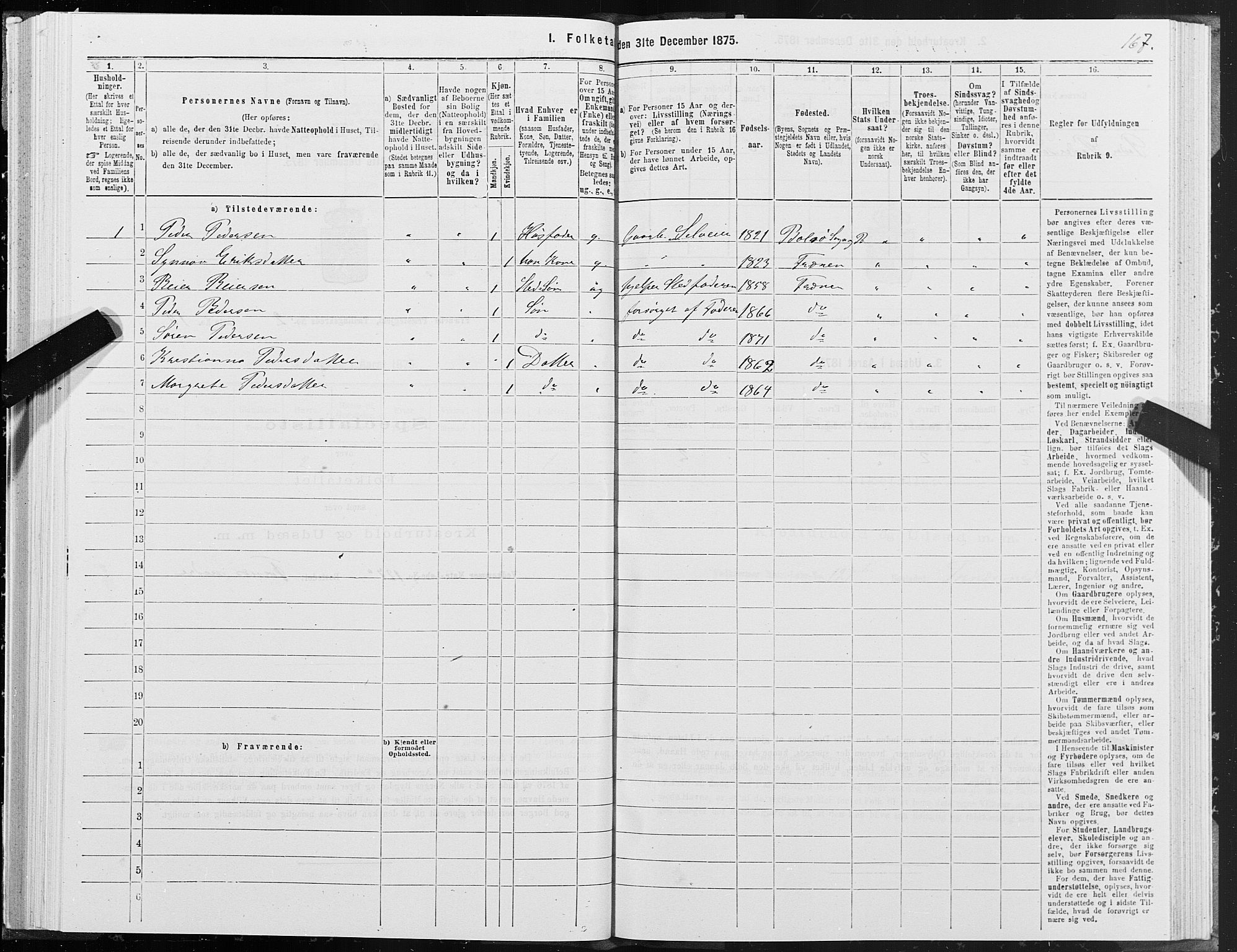 SAT, 1875 census for 1548P Fræna, 1875, p. 1167