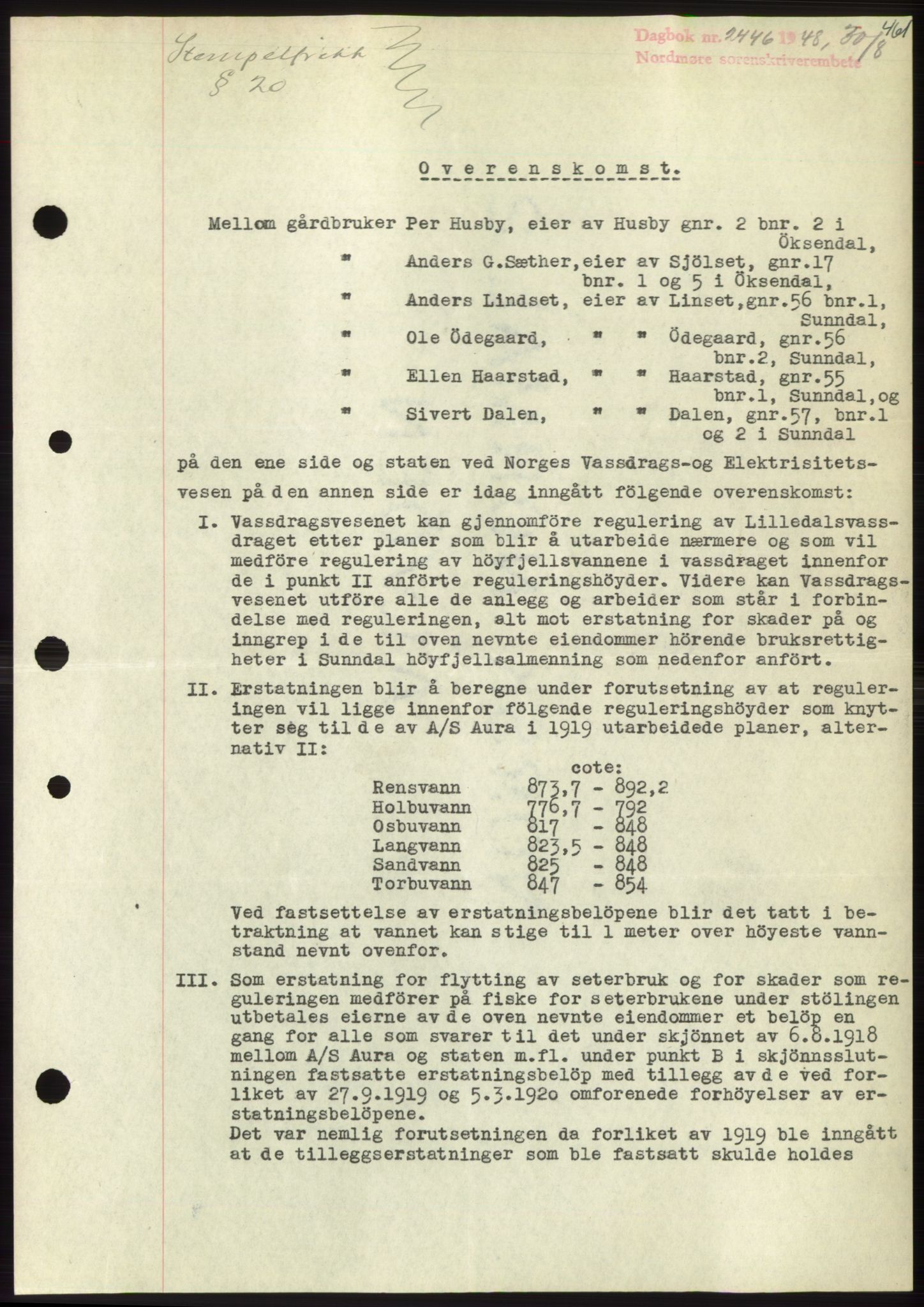 Nordmøre sorenskriveri, AV/SAT-A-4132/1/2/2Ca: Mortgage book no. B99, 1948-1948, Diary no: : 2446/1948