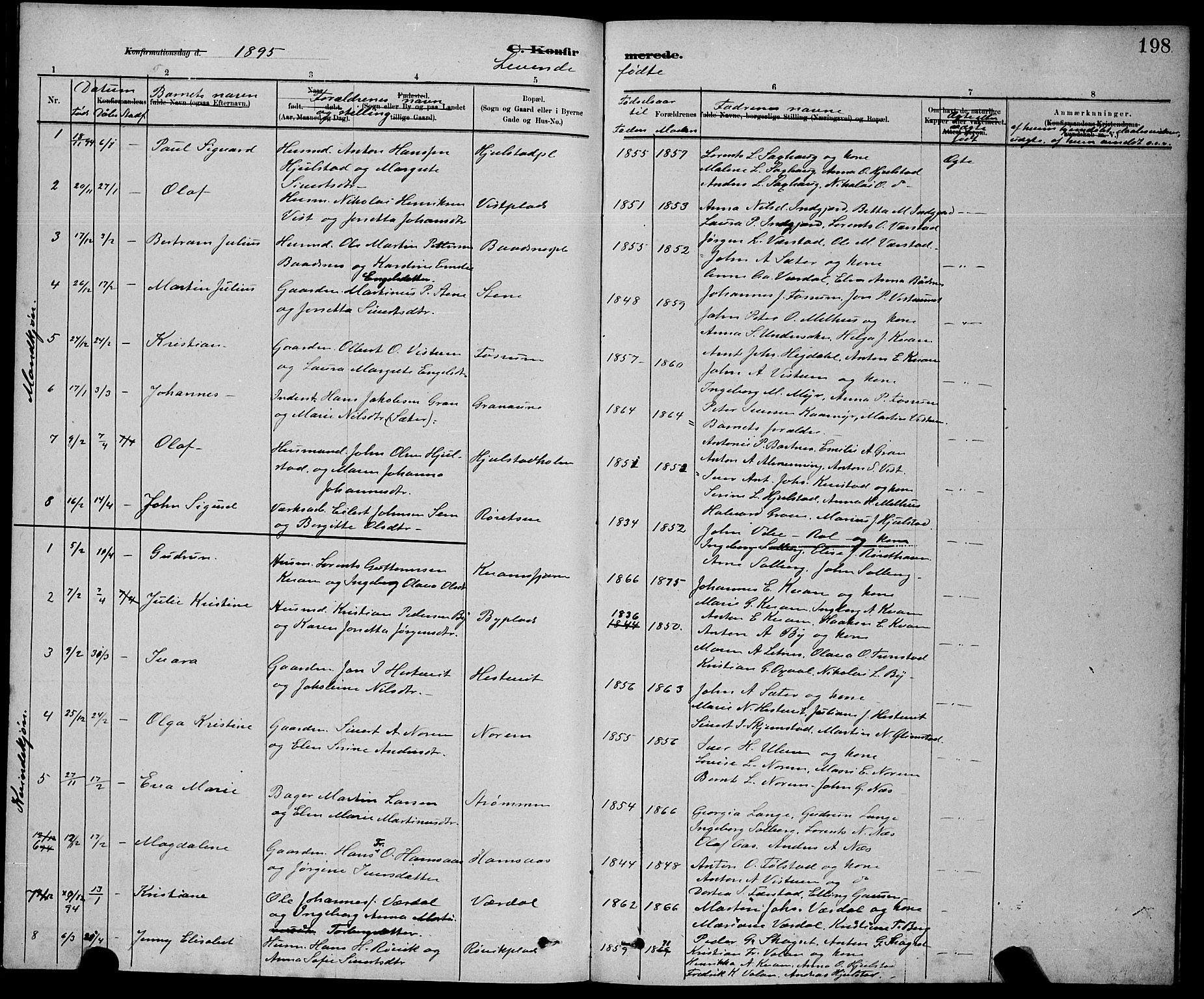 Ministerialprotokoller, klokkerbøker og fødselsregistre - Nord-Trøndelag, SAT/A-1458/730/L0301: Parish register (copy) no. 730C04, 1880-1897, p. 198