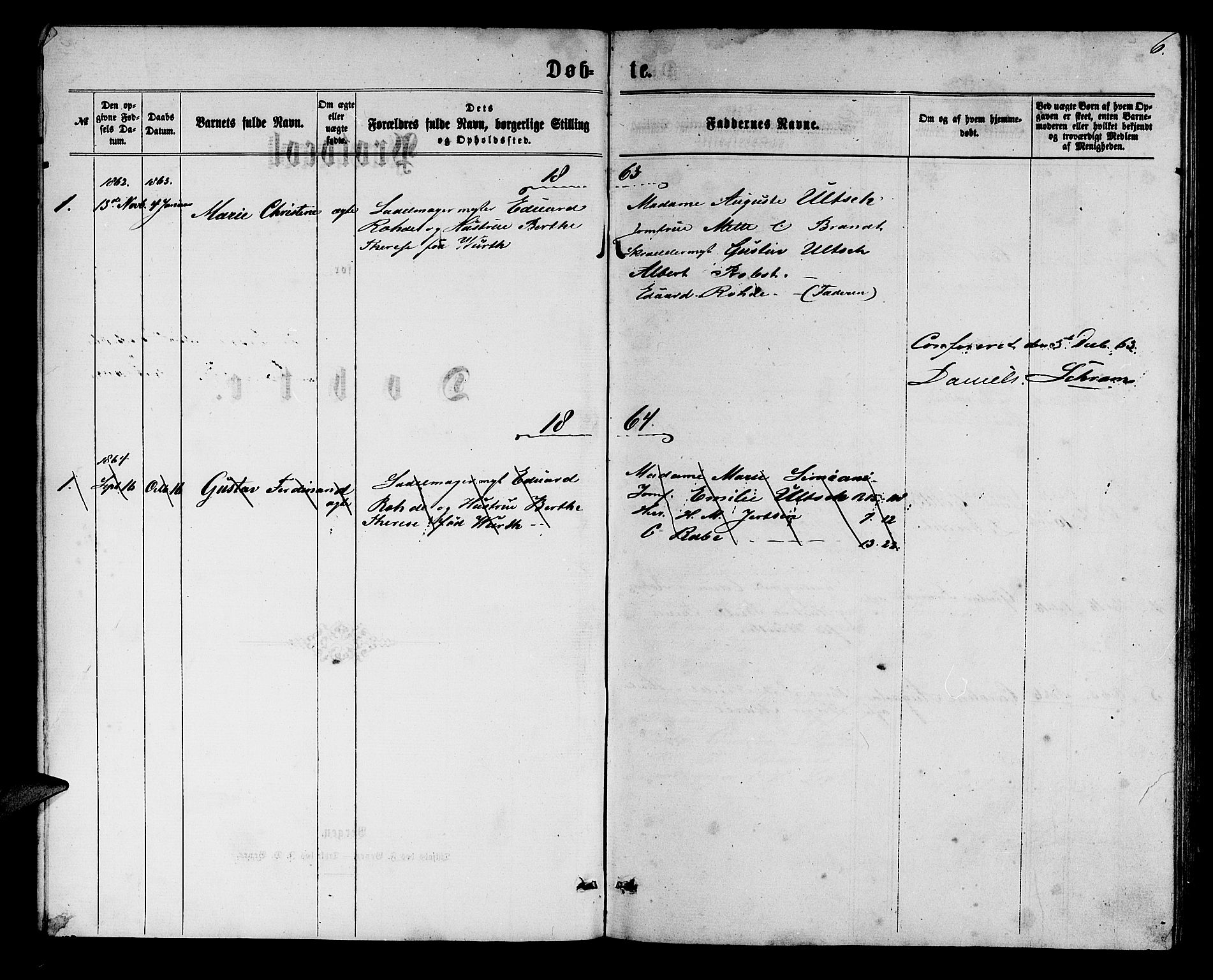 Mariakirken Sokneprestembete, SAB/A-76901/H/Hab/L0003: Parish register (copy) no. A 3, 1862-1877, p. 6