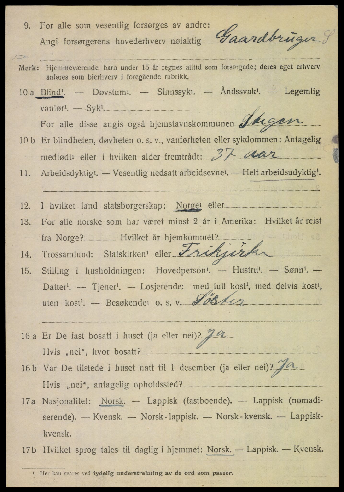 SAT, 1920 census for Steigen, 1920, p. 1525