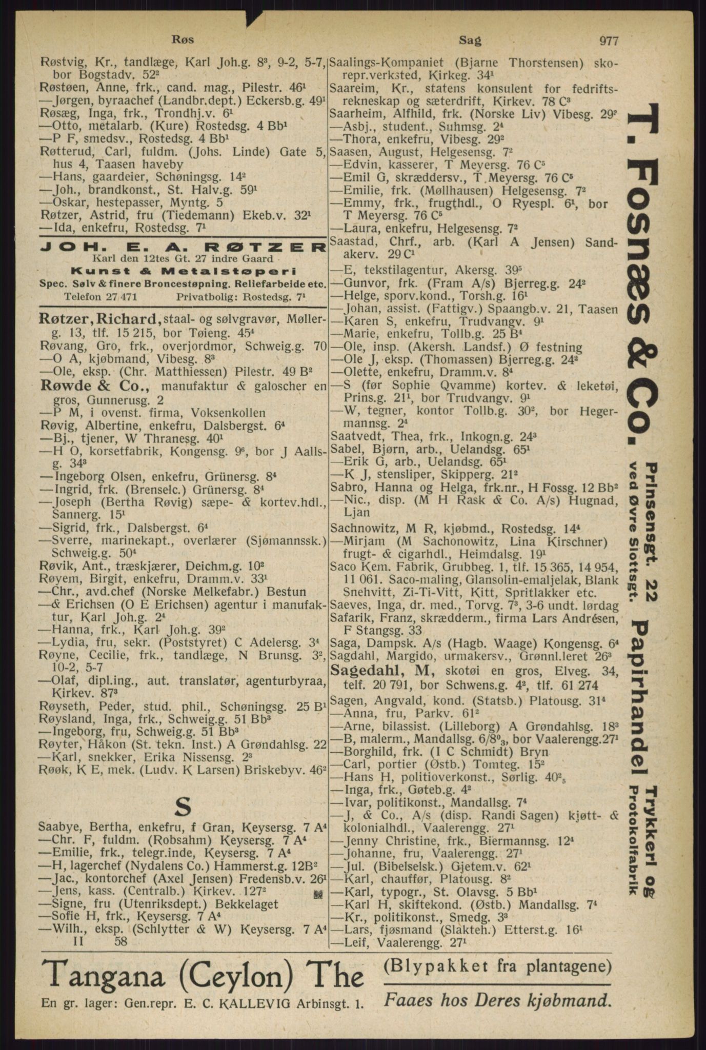 Kristiania/Oslo adressebok, PUBL/-, 1927, p. 977
