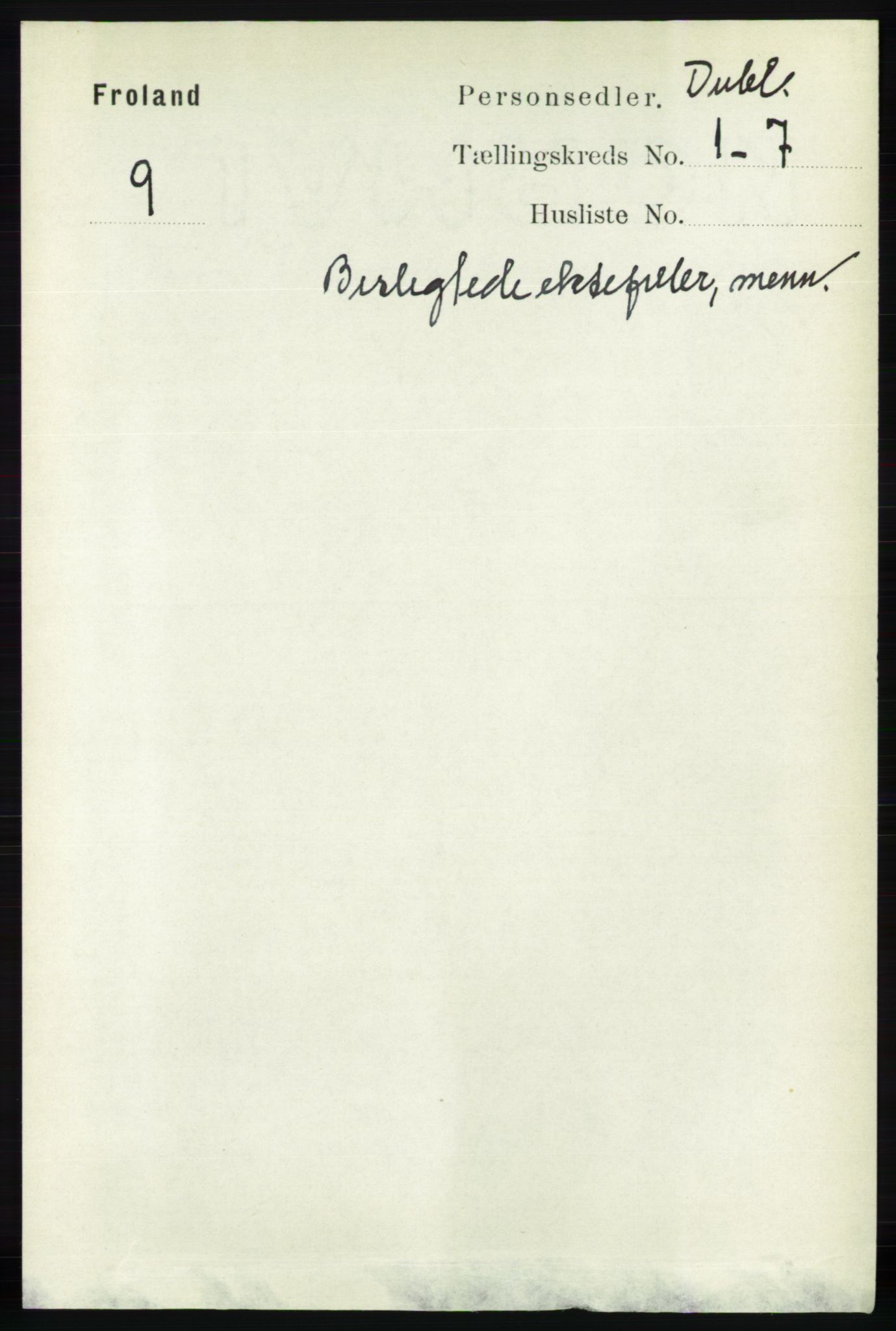 RA, Census 1891 for Nedenes amt: Gjenparter av personsedler for beslektede ektefeller, menn, 1891, p. 424