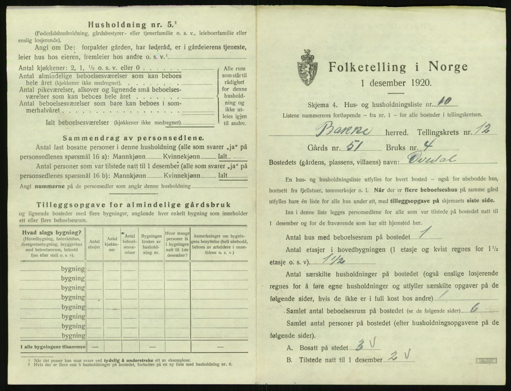 SAK, 1920 census for Bakke, 1920, p. 590