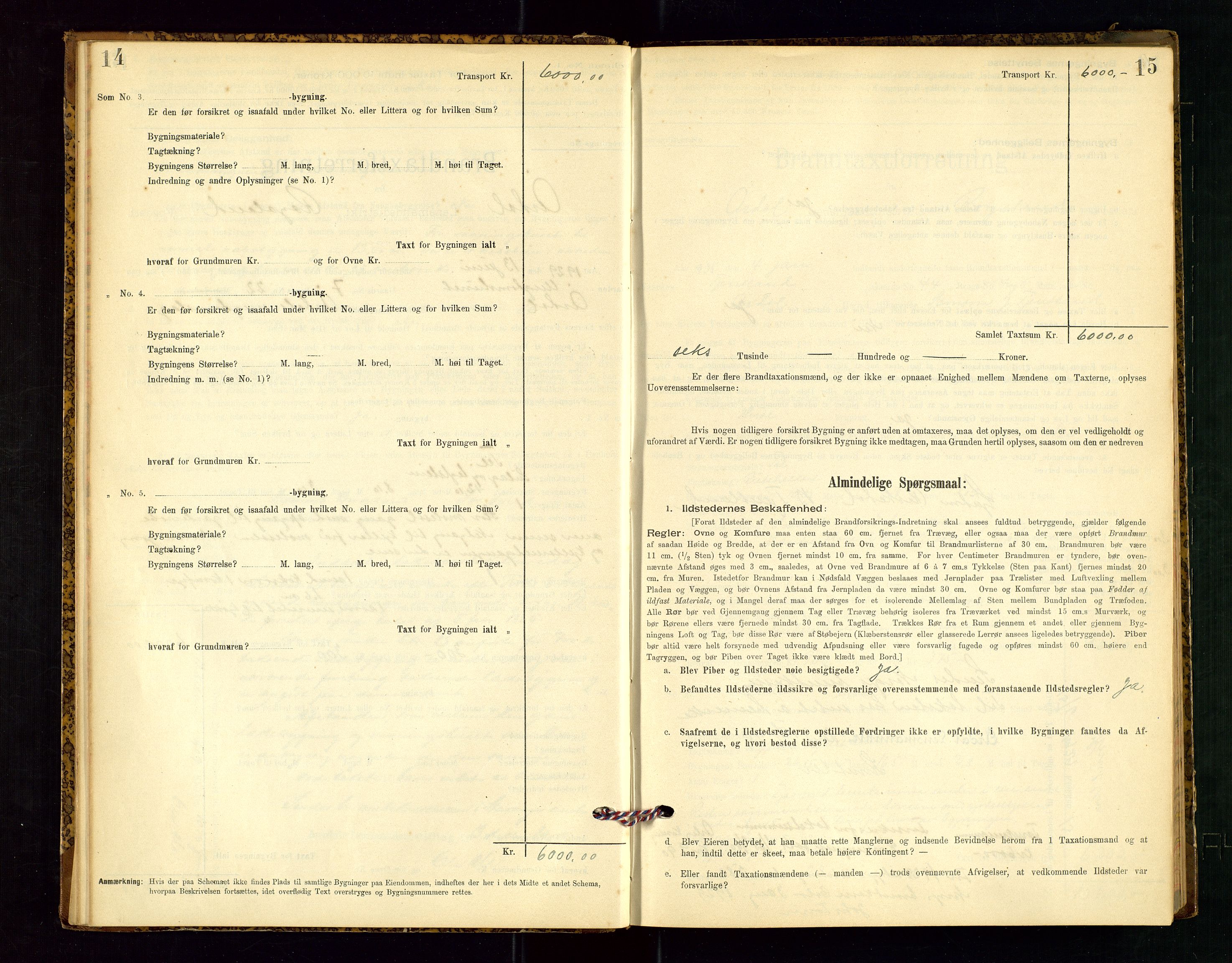 Årdal lensmannskontor, SAST/A-100453/Gob/L0001: "Brandtaxationsprotokol", 1897-1950, p. 14-15