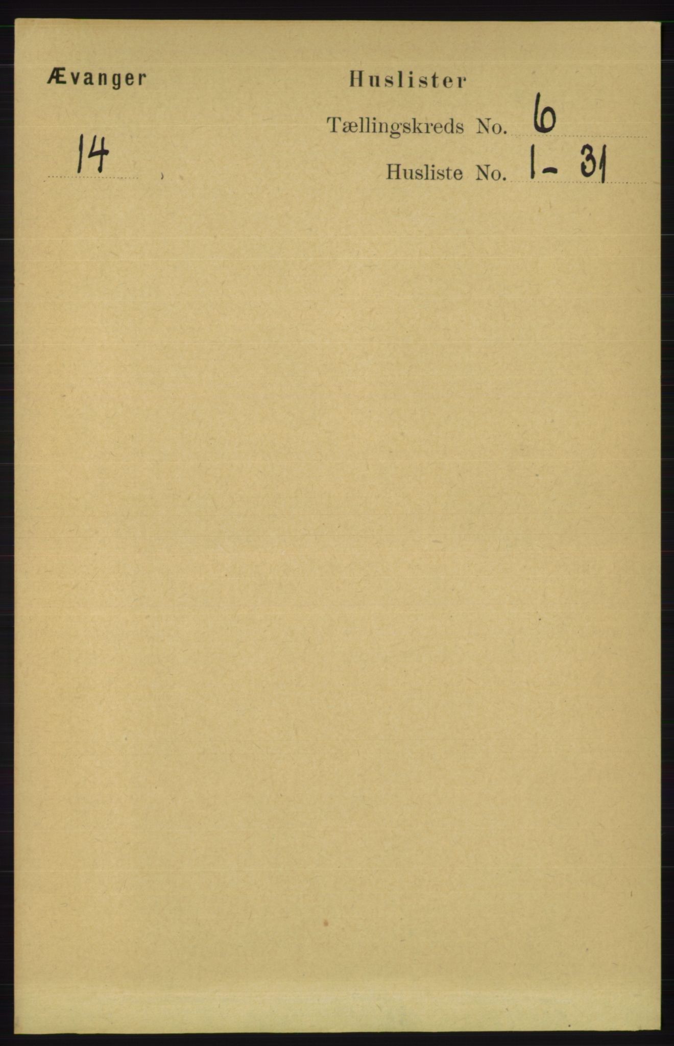 RA, 1891 census for 1237 Evanger, 1891, p. 1579