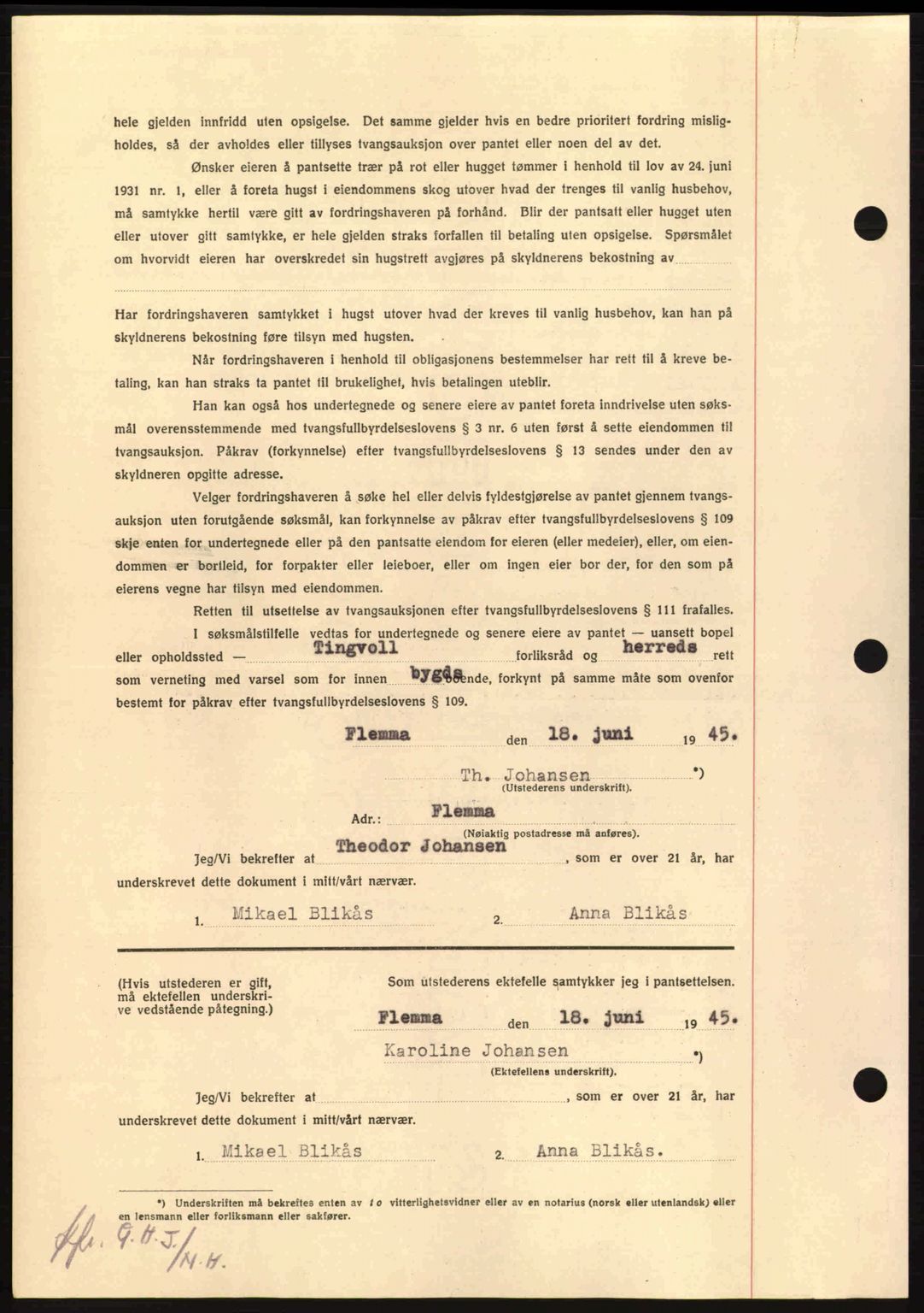 Nordmøre sorenskriveri, AV/SAT-A-4132/1/2/2Ca: Mortgage book no. B92, 1944-1945, Diary no: : 874/1945