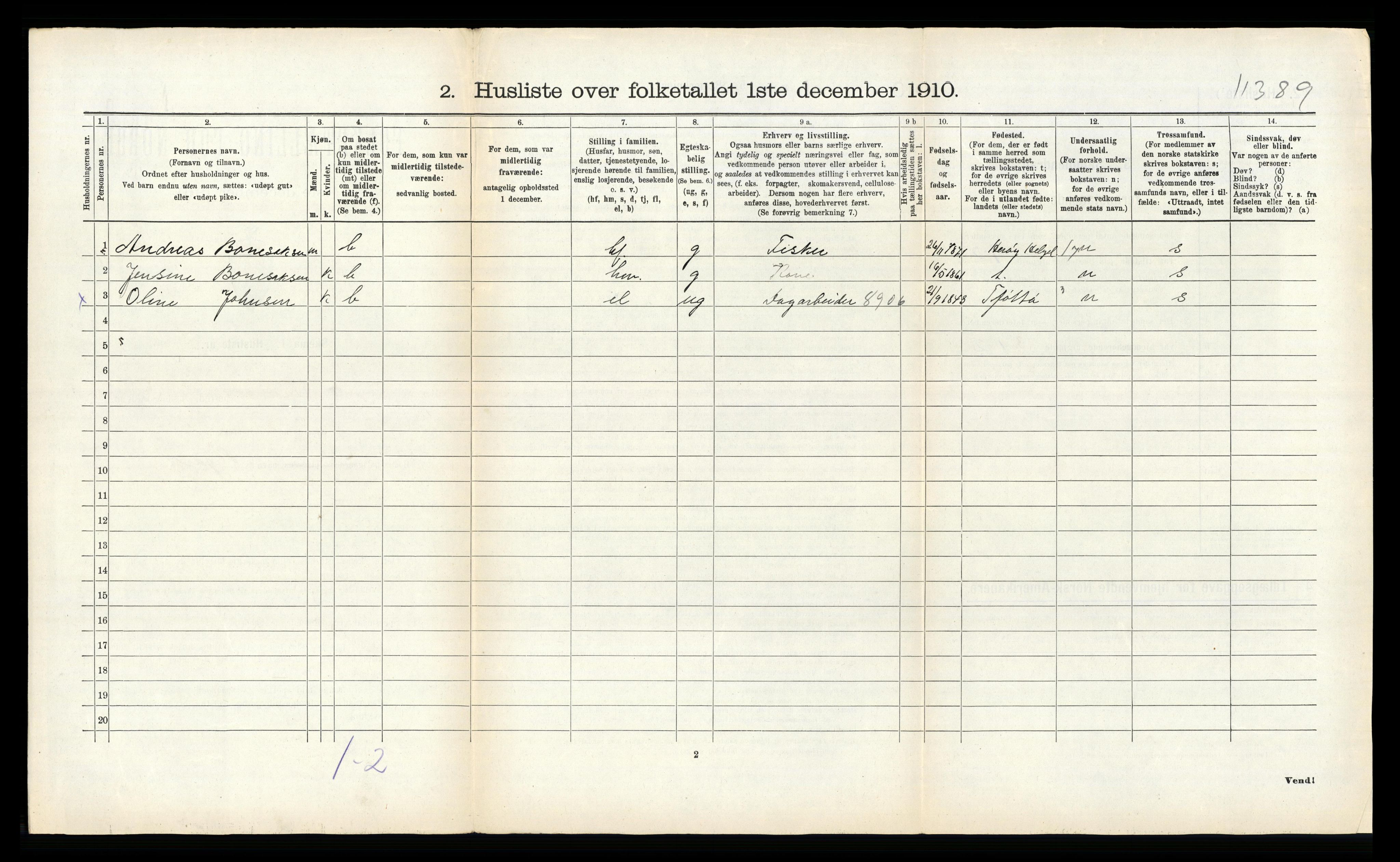 RA, 1910 census for Dønnes, 1910, p. 215