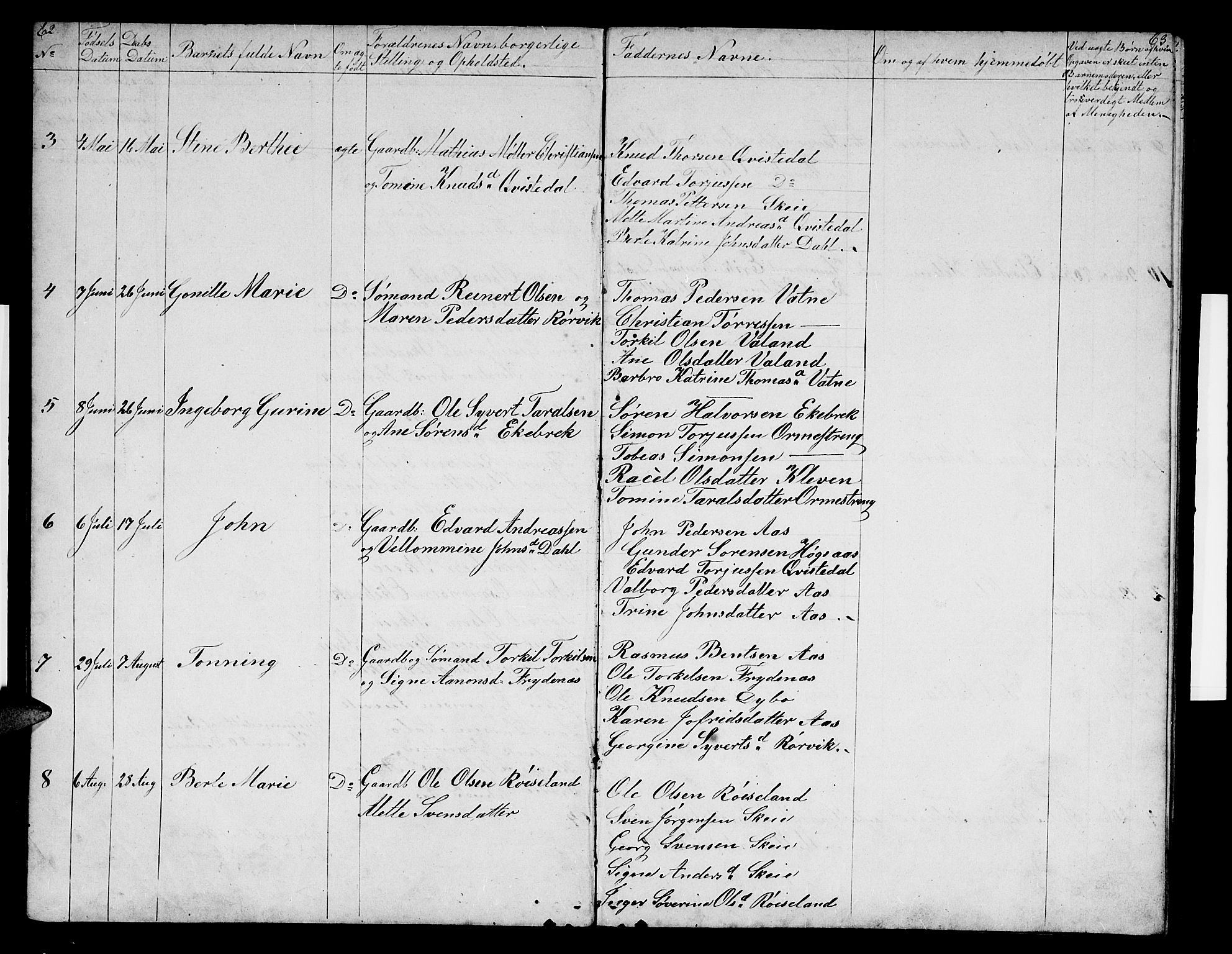 Mandal sokneprestkontor, SAK/1111-0030/F/Fb/Fbb/L0003: Parish register (copy) no. B 3, 1848-1877, p. 62-63
