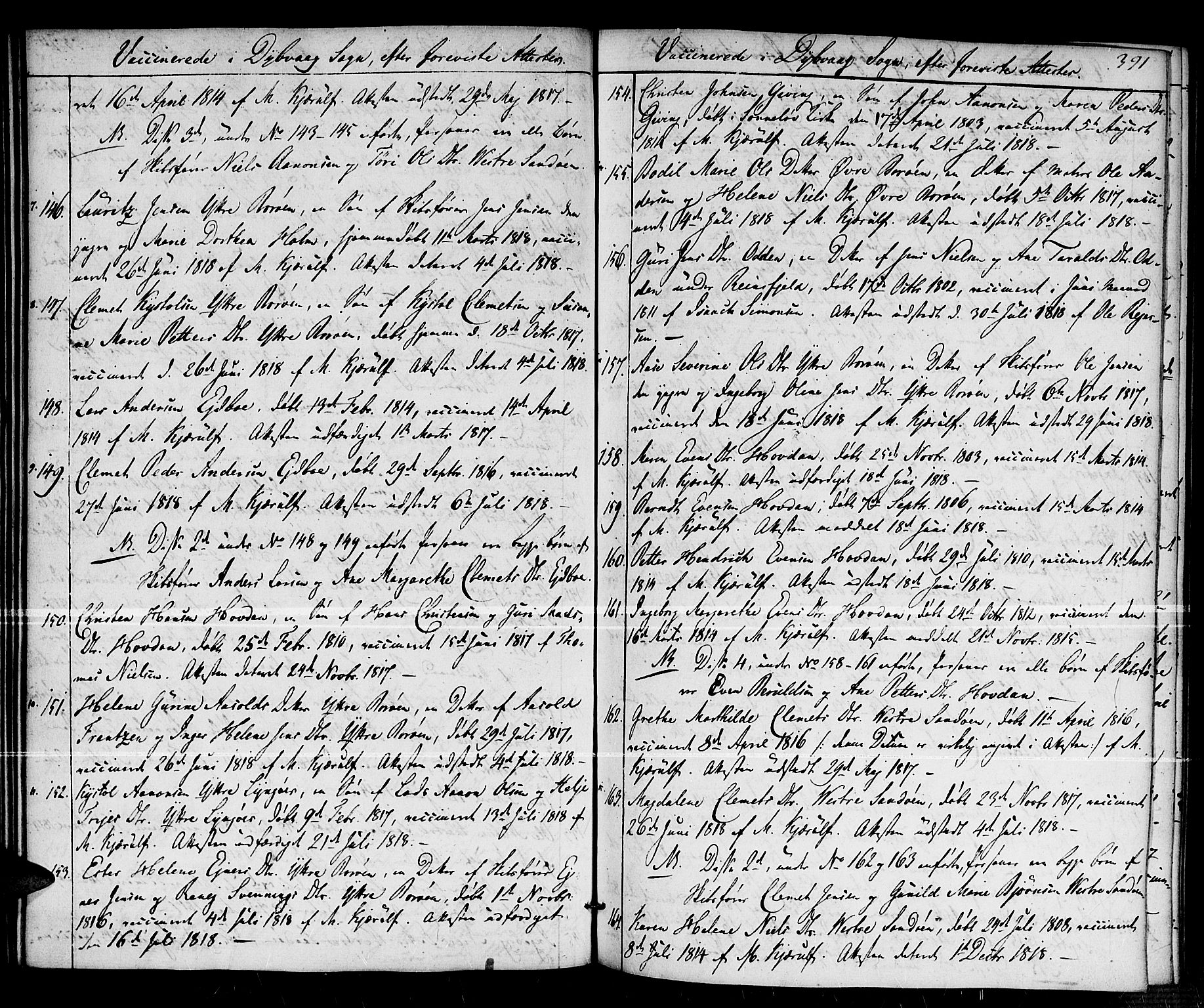 Dypvåg sokneprestkontor, AV/SAK-1111-0007/F/Fa/Faa/L0002: Parish register (official) no. A 2/ 1, 1813-1824, p. 391