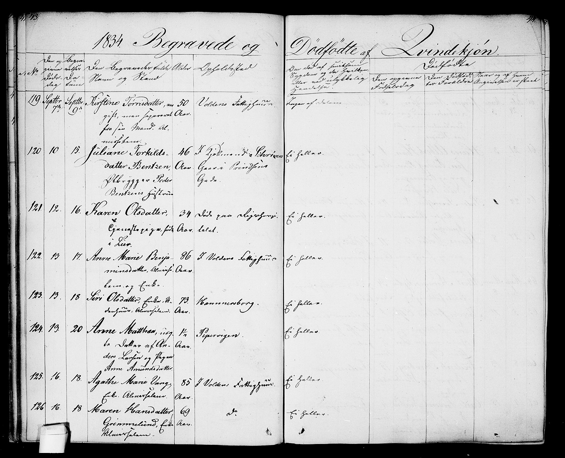 Oslo domkirke Kirkebøker, AV/SAO-A-10752/F/Fa/L0024: Parish register (official) no. 24, 1833-1846, p. 43-44