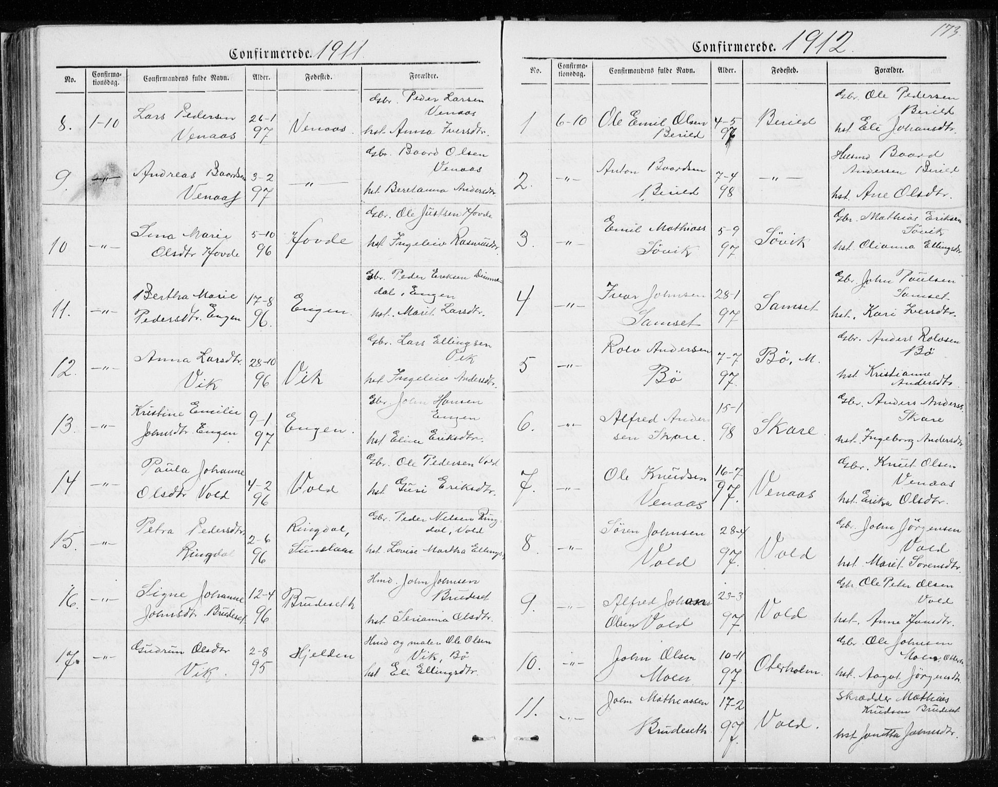 Ministerialprotokoller, klokkerbøker og fødselsregistre - Møre og Romsdal, SAT/A-1454/543/L0564: Parish register (copy) no. 543C02, 1867-1915, p. 173