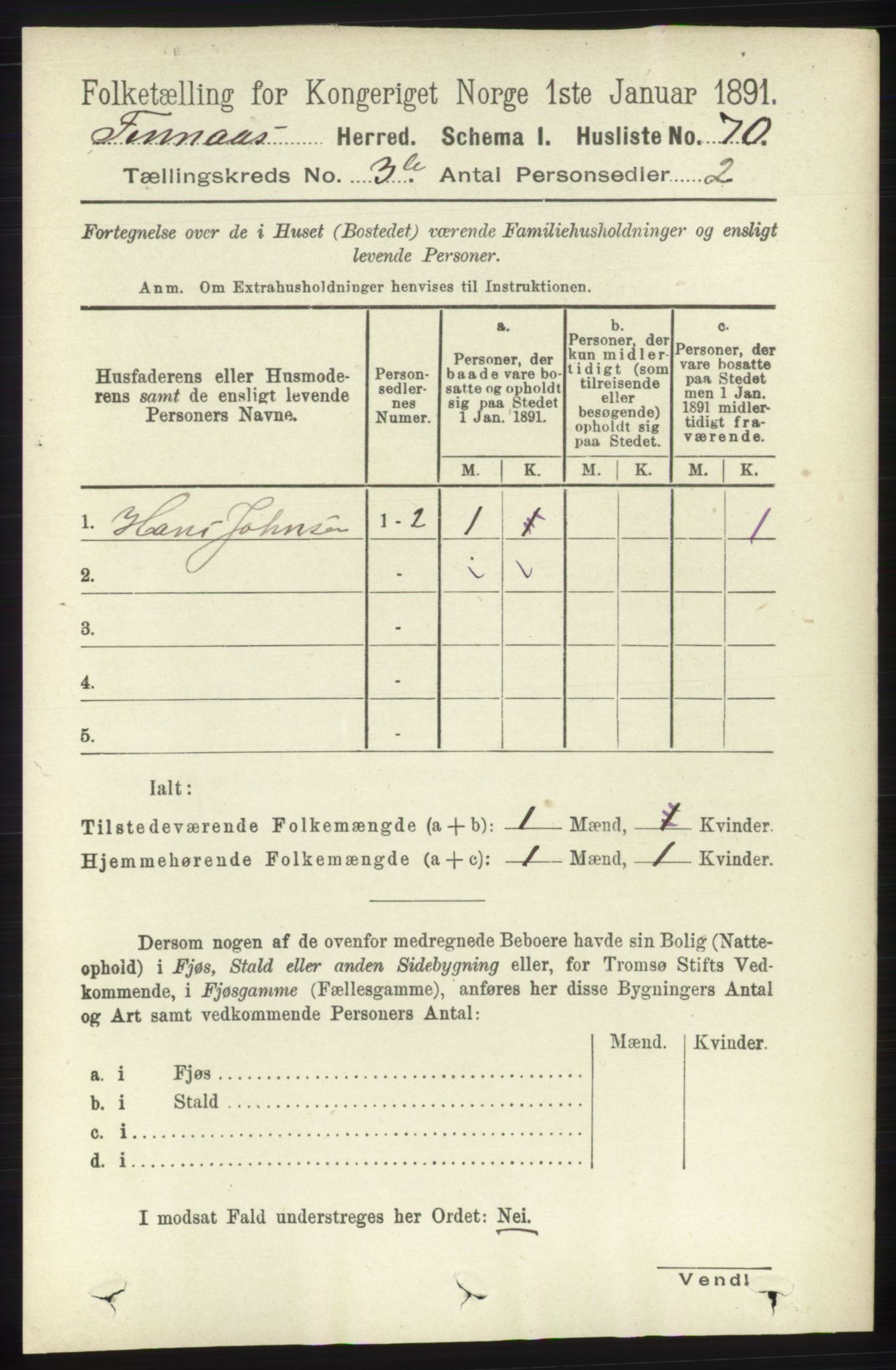 RA, 1891 census for 1218 Finnås, 1891, p. 1103