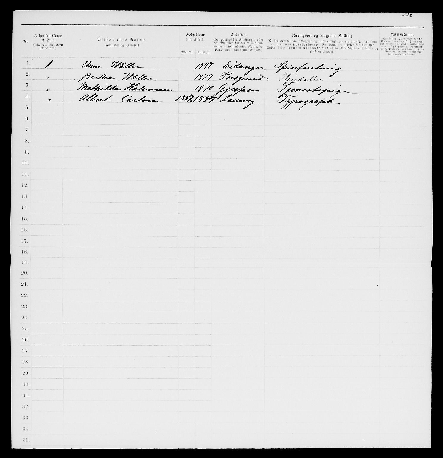 SAKO, 1885 census for 0805 Porsgrunn, 1885, p. 1055