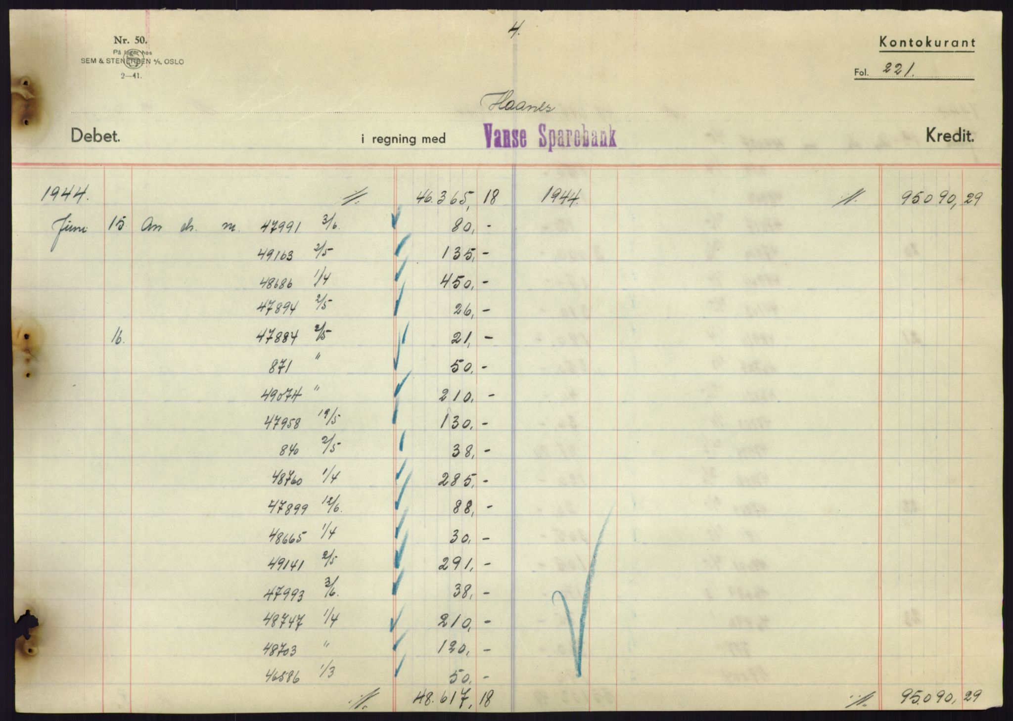 Forsvarsdepartementet, 10. kontor / Oppgjørskontoret, AV/RA-RAFA-1225/D/Db/L0180: Lista oppgjørskontor, 1942-1952, p. 2229