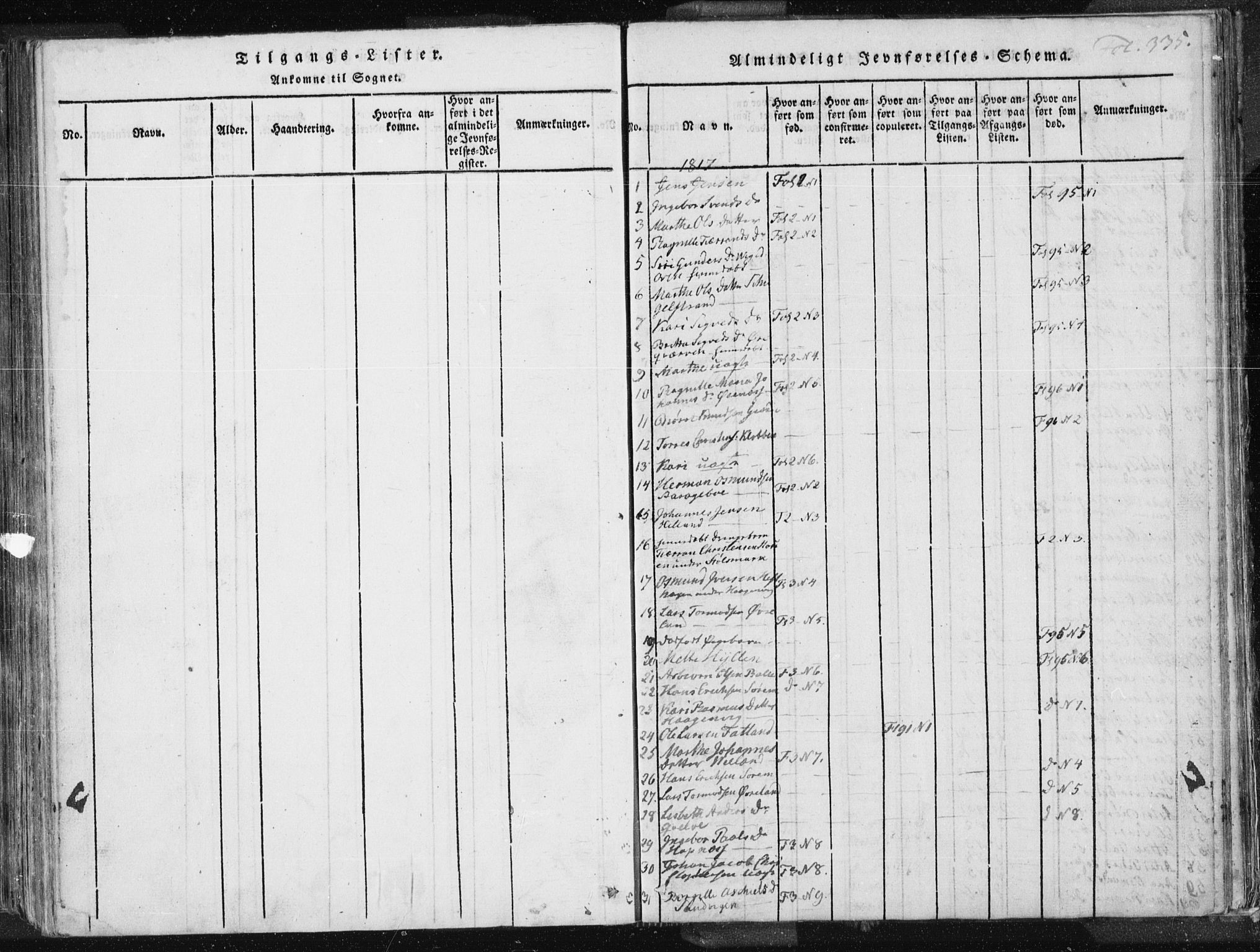 Vikedal sokneprestkontor, SAST/A-101840/01/IV: Parish register (official) no. A 3, 1817-1850, p. 335
