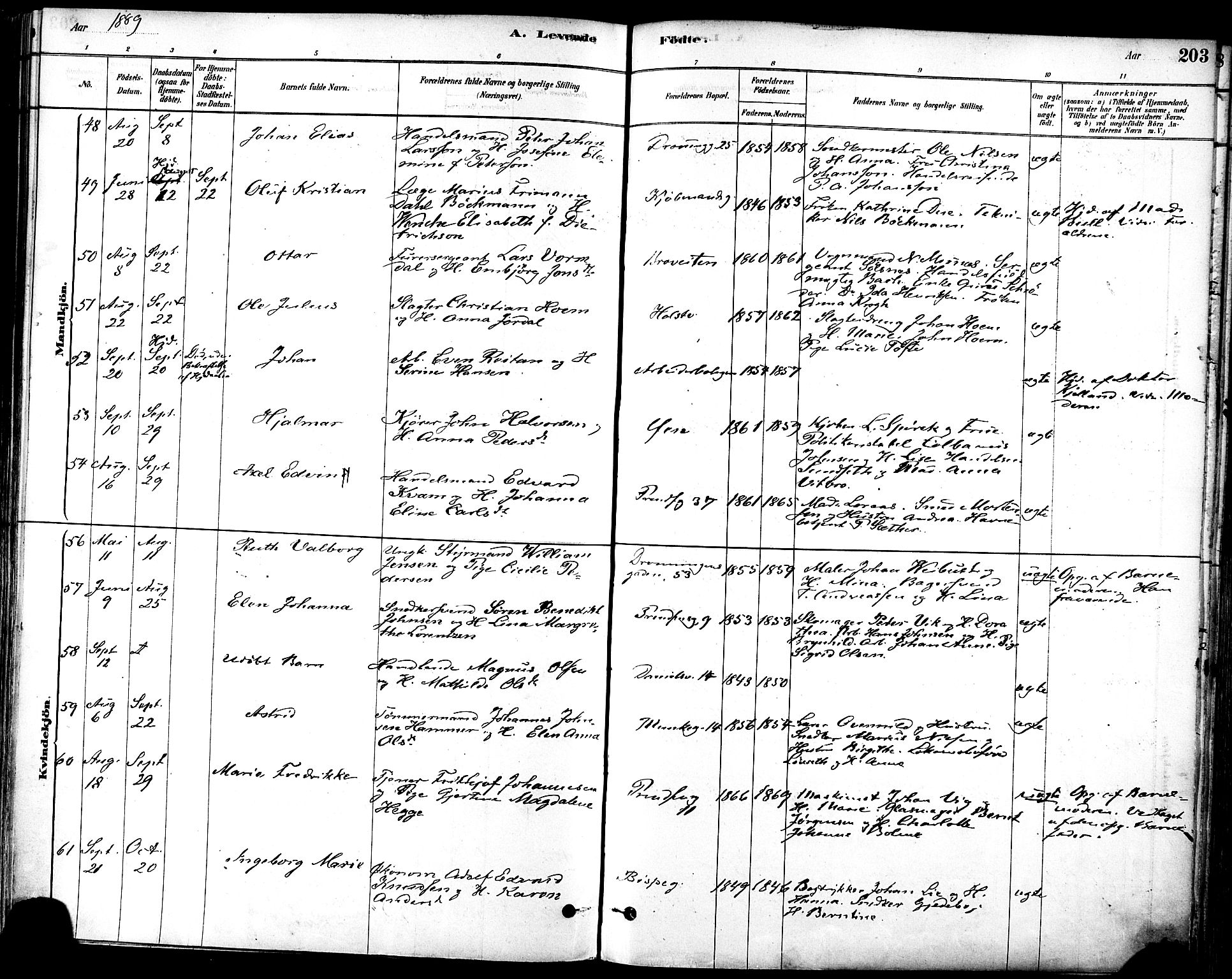 Ministerialprotokoller, klokkerbøker og fødselsregistre - Sør-Trøndelag, SAT/A-1456/601/L0057: Parish register (official) no. 601A25, 1877-1891, p. 203