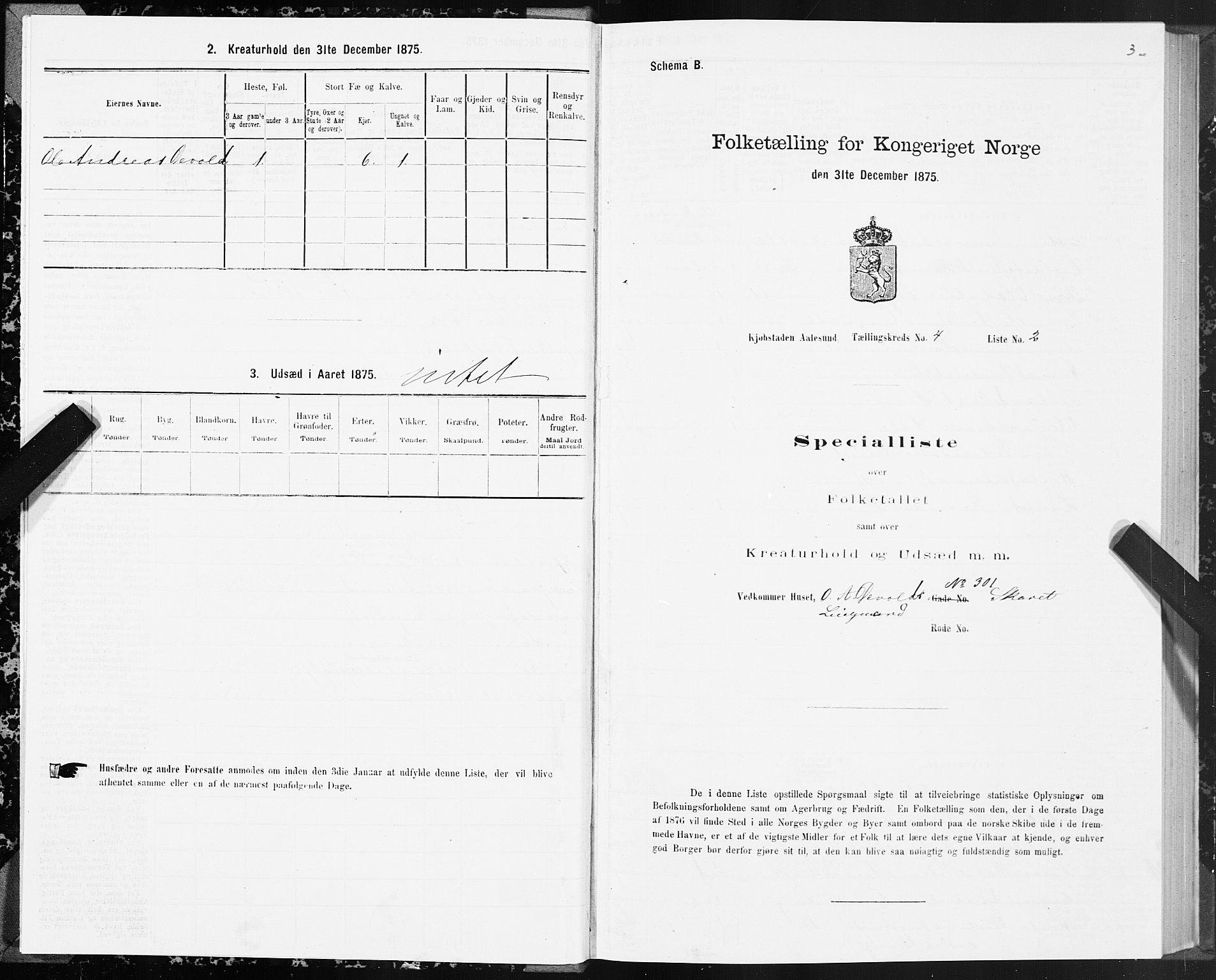 SAT, 1875 census for 1501P Ålesund, 1875, p. 4003