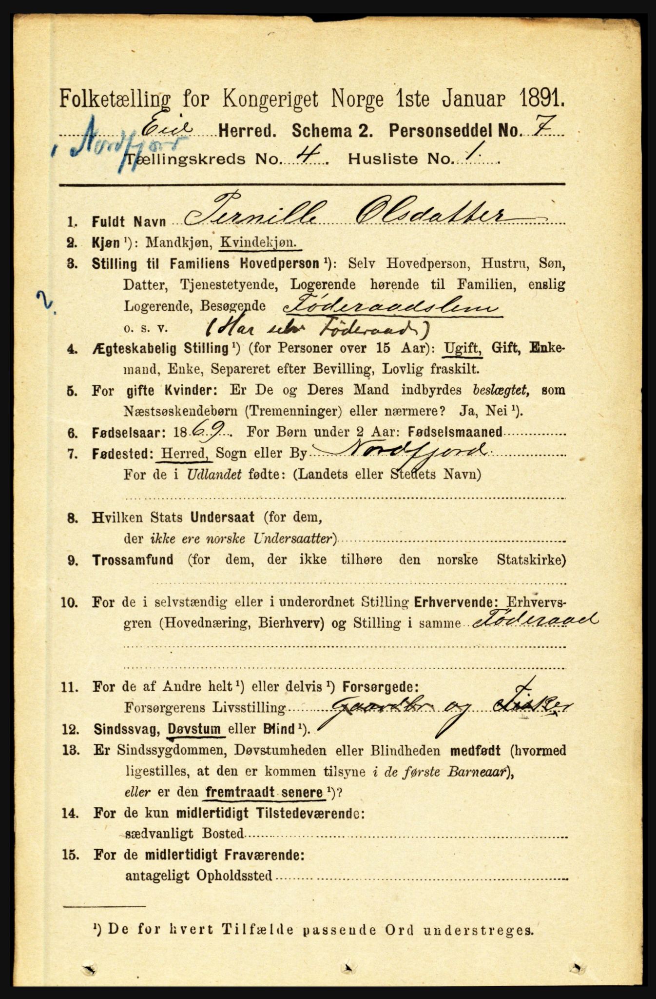 RA, 1891 census for 1443 Eid, 1891, p. 881