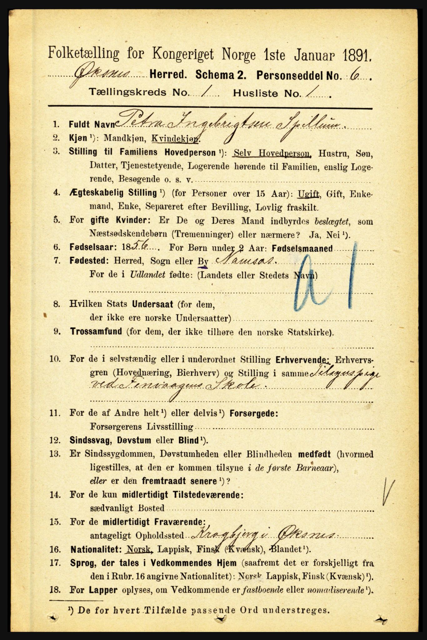 RA, 1891 census for 1868 Øksnes, 1891, p. 90