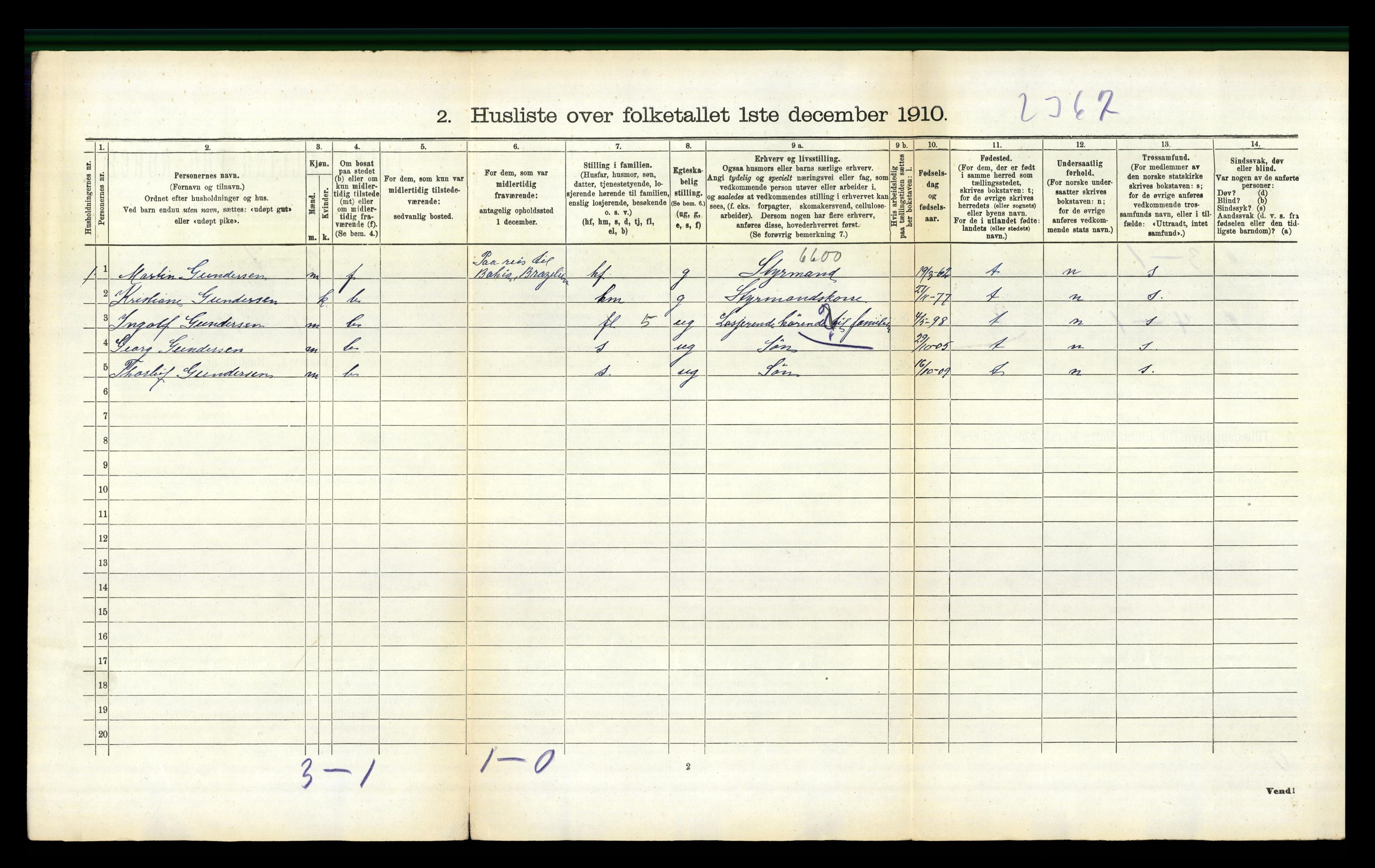 RA, 1910 census for Flosta, 1910, p. 318