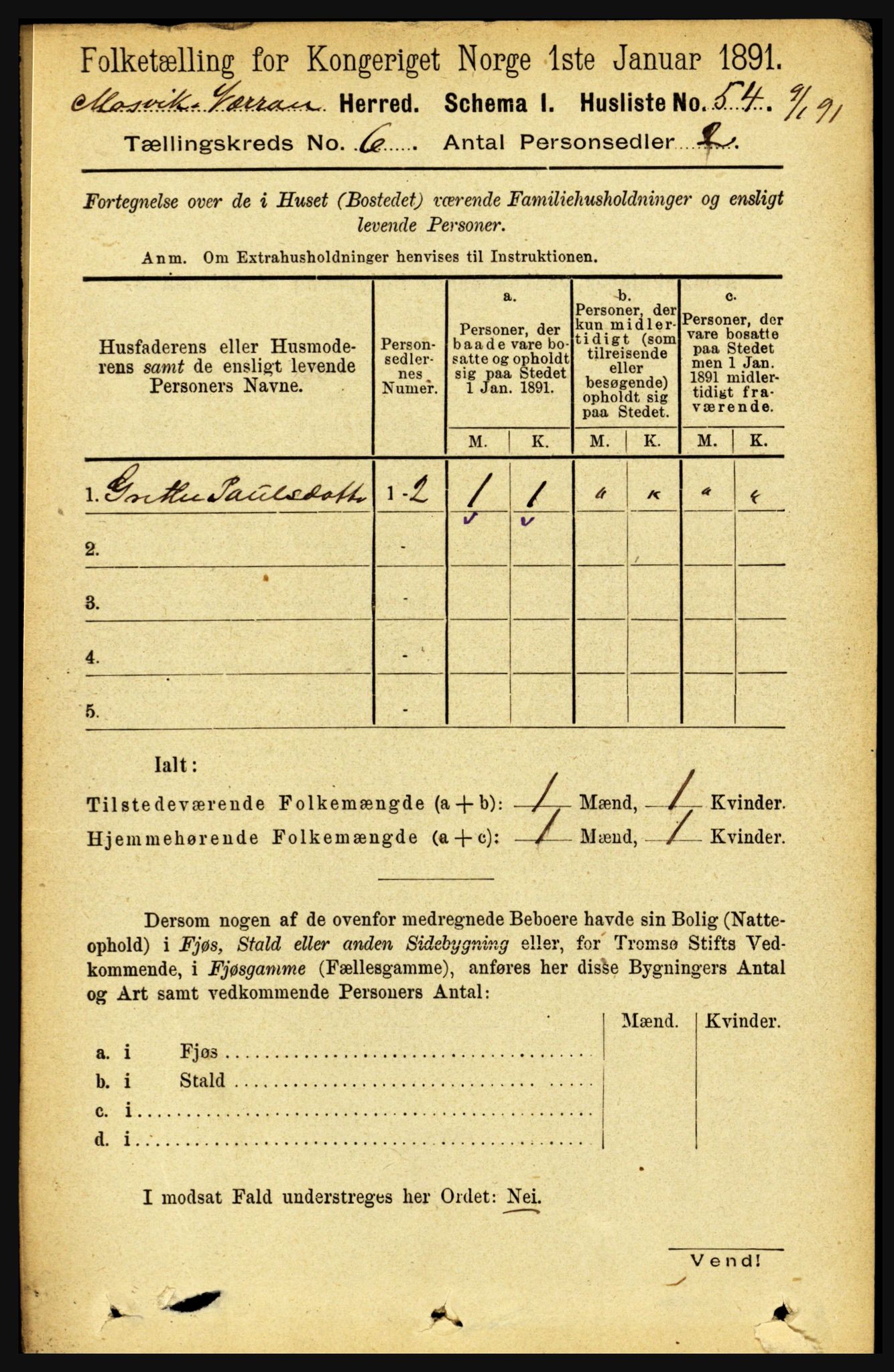 RA, 1891 census for 1723 Mosvik og Verran, 1891, p. 2441