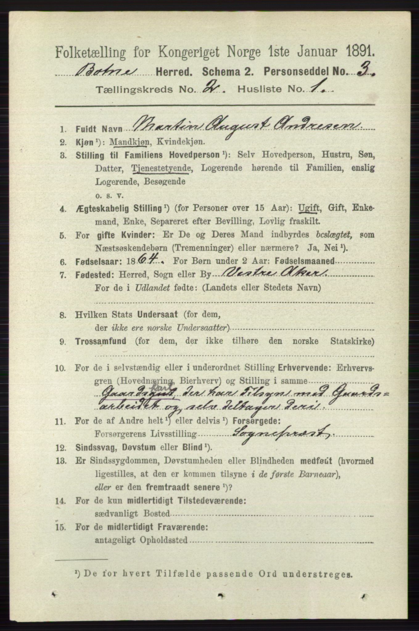 RA, 1891 census for 0715 Botne, 1891, p. 676