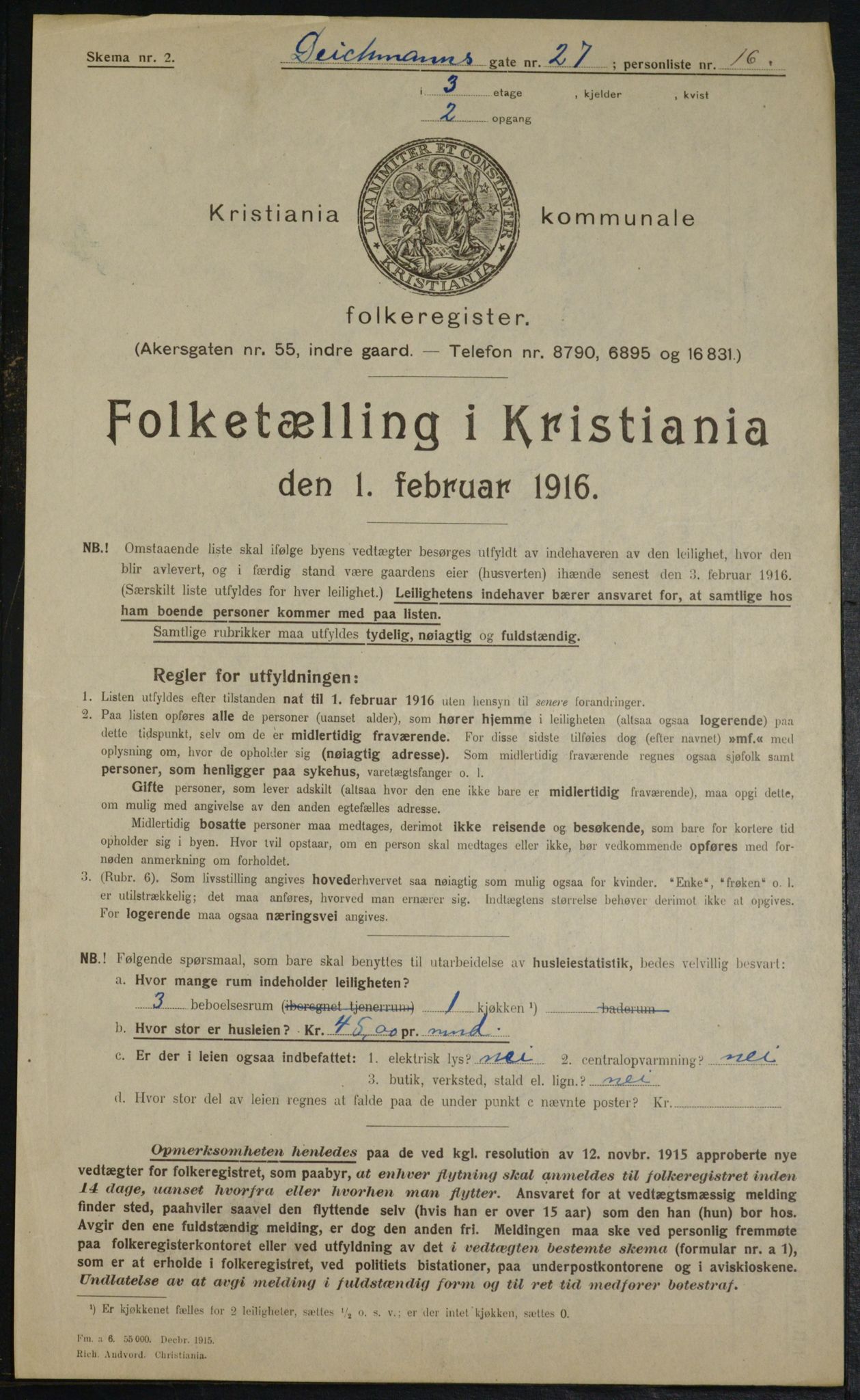 OBA, Municipal Census 1916 for Kristiania, 1916, p. 15881