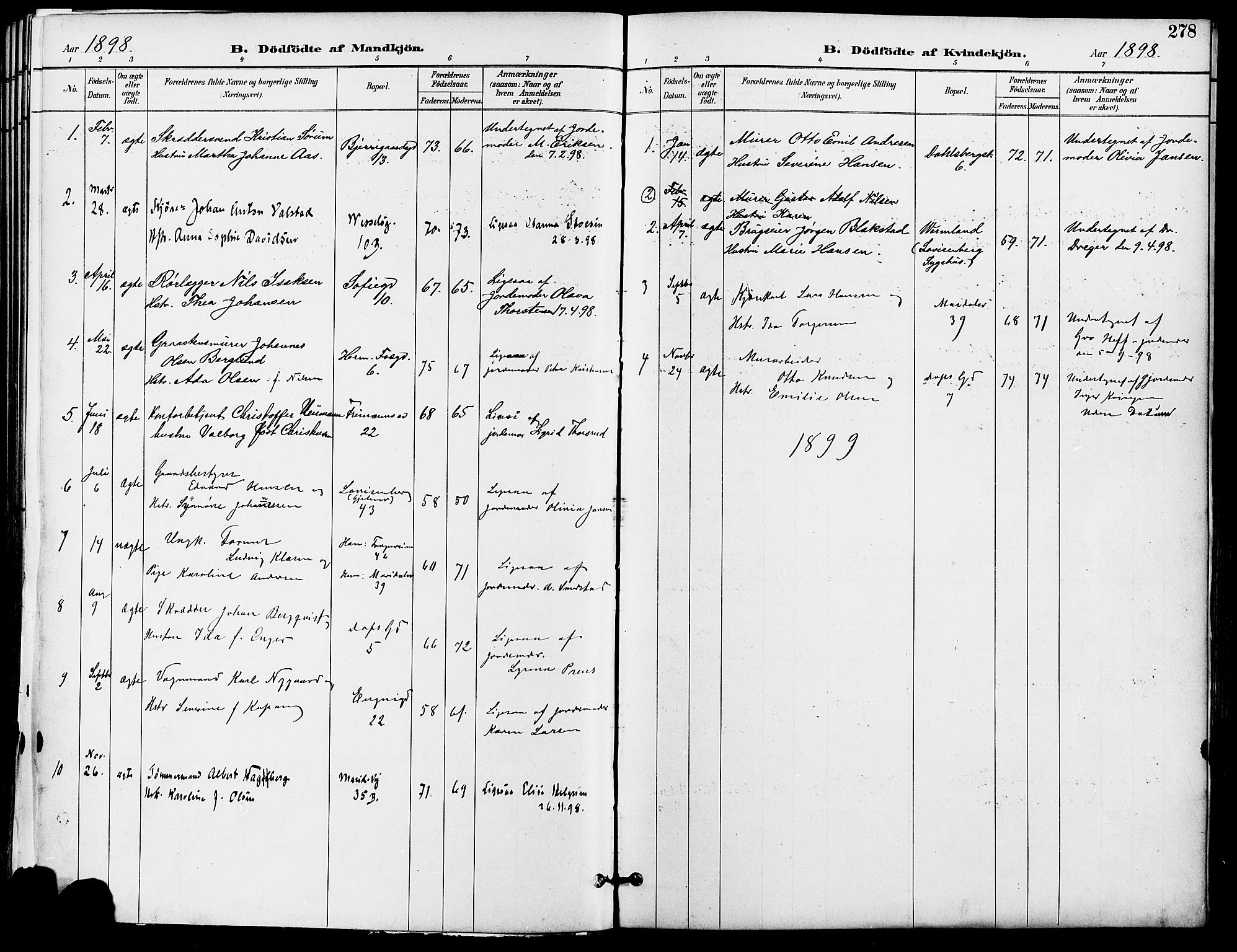 Gamle Aker prestekontor Kirkebøker, SAO/A-10617a/F/L0011: Parish register (official) no. 11, 1896-1901, p. 278