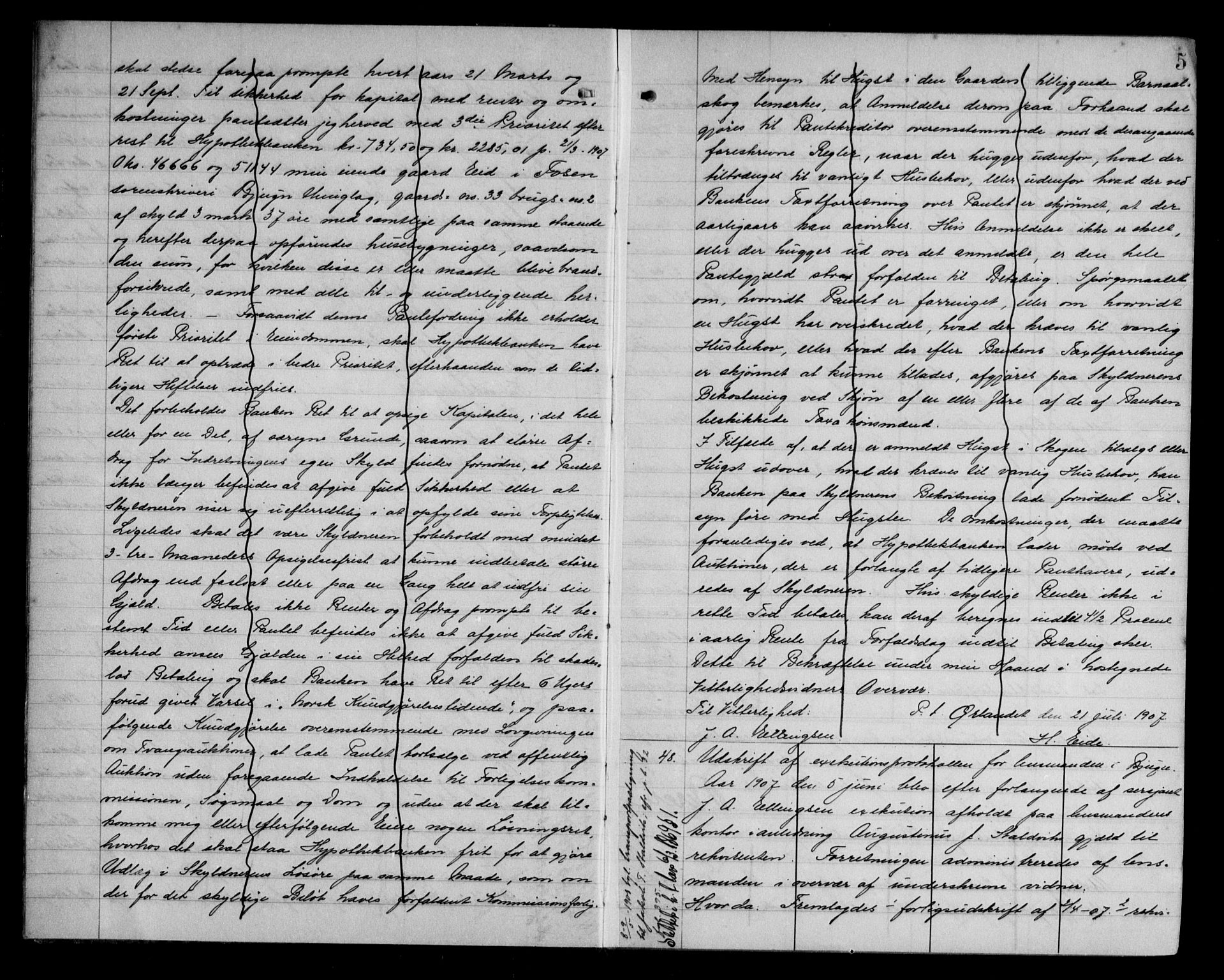 Fosen sorenskriveri, AV/SAT-A-1107/1/2/2C/L0041: Mortgage book no. 32, 1907-1908, p. 5