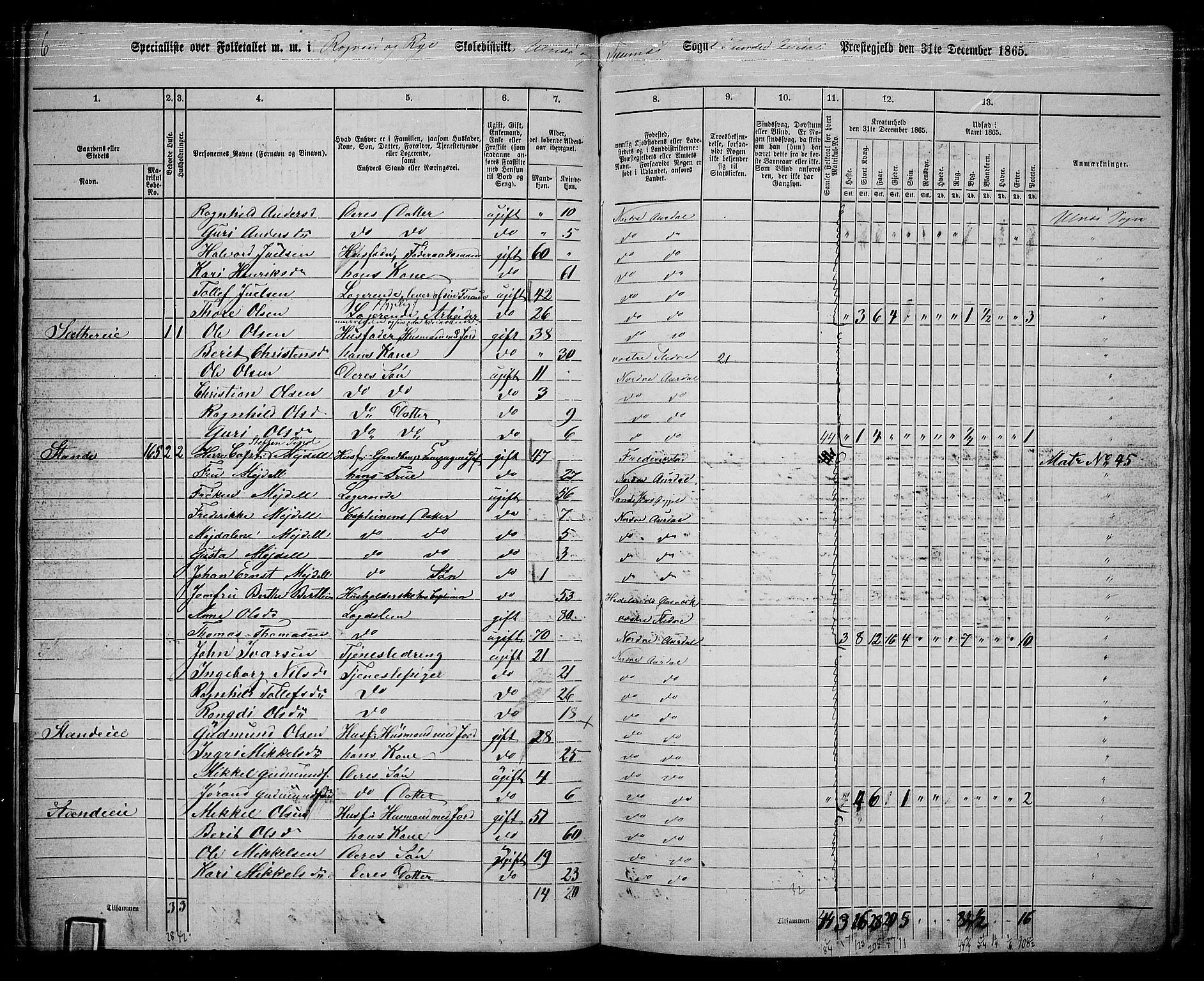 RA, 1865 census for Nord-Aurdal, 1865, p. 137