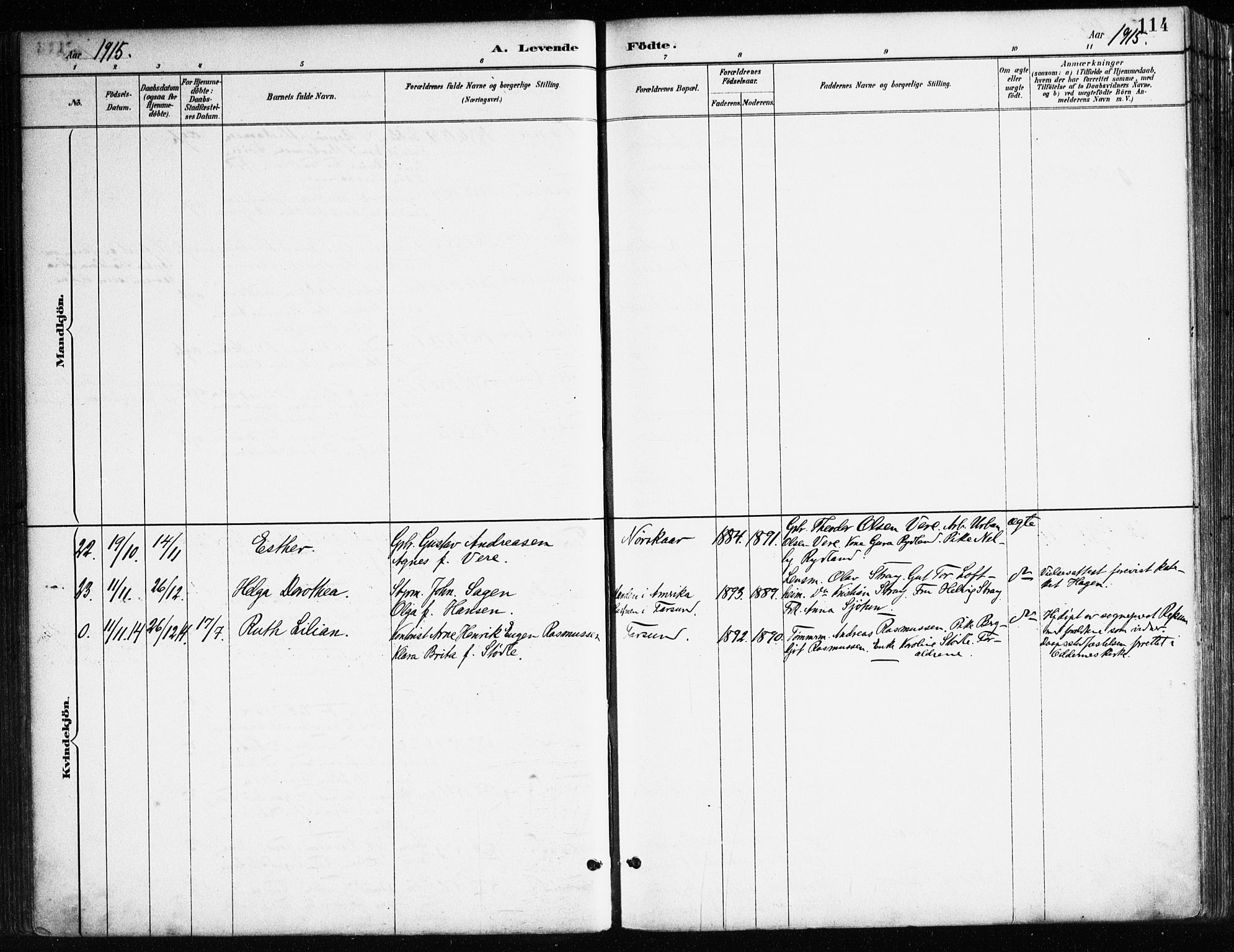 Farsund sokneprestkontor, AV/SAK-1111-0009/F/Fa/L0006: Parish register (official) no. A 6, 1887-1920, p. 114