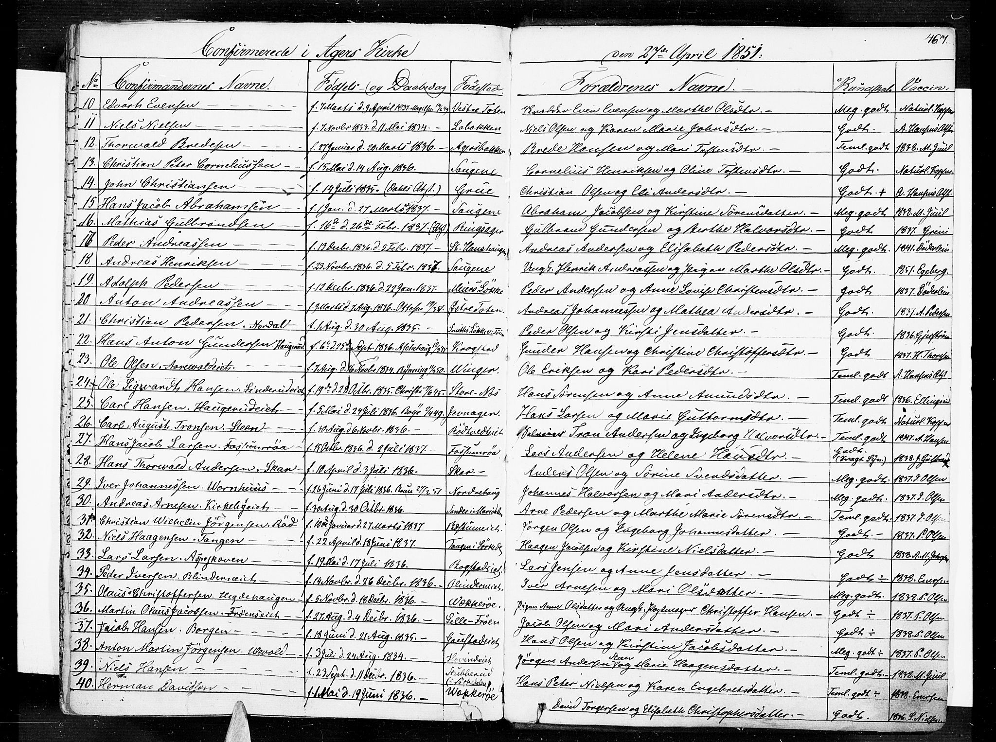 Aker prestekontor kirkebøker, AV/SAO-A-10861/F/L0018: Parish register (official) no. 17, 1829-1852, p. 467