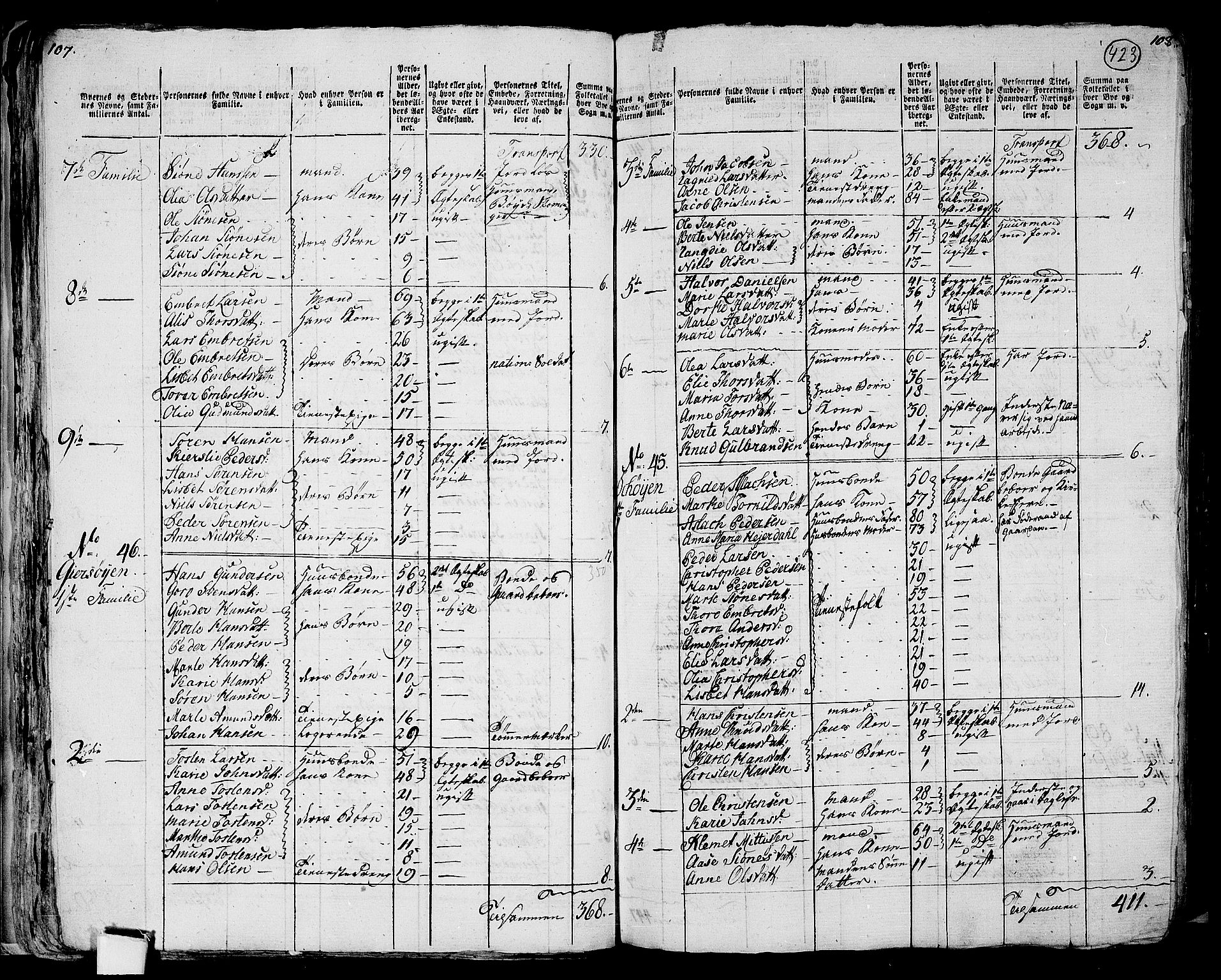 RA, 1801 census for 0419P Strøm, 1801, p. 422b-423a