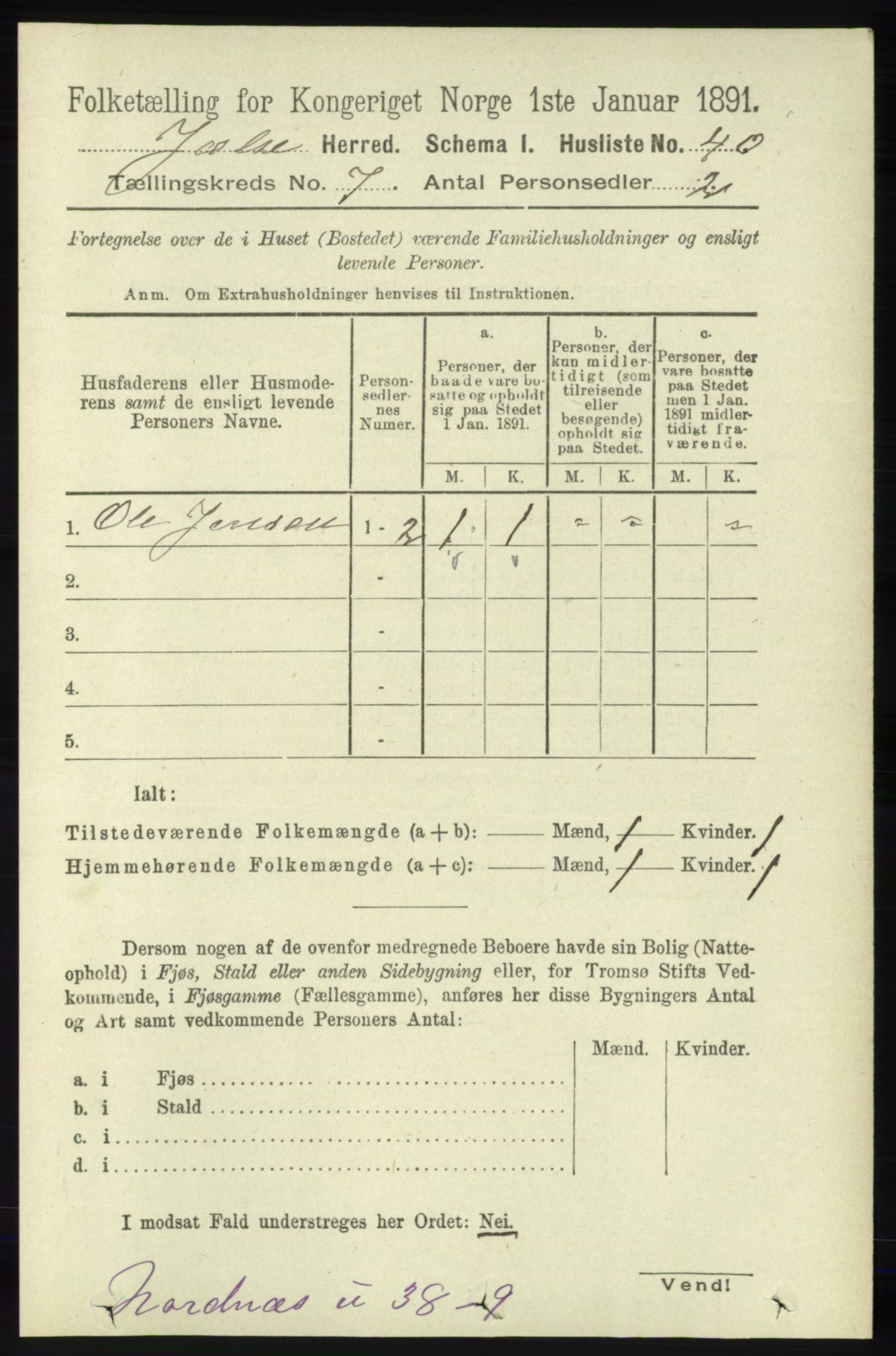 RA, 1891 census for 1138 Jelsa, 1891, p. 1537