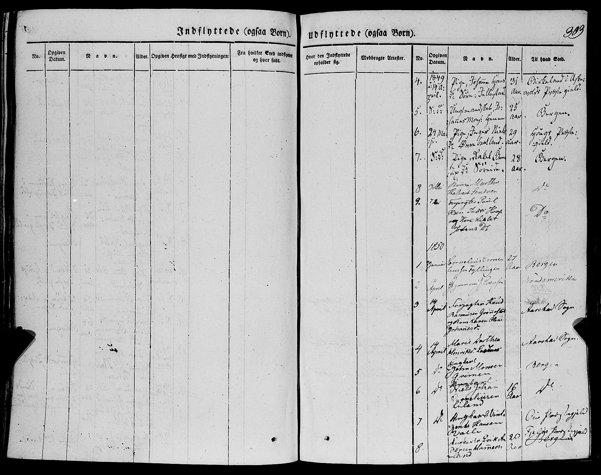 Fana Sokneprestembete, SAB/A-75101/H/Haa/Haaa/L0008: Parish register (official) no. A 8, 1829-1851, p. 303