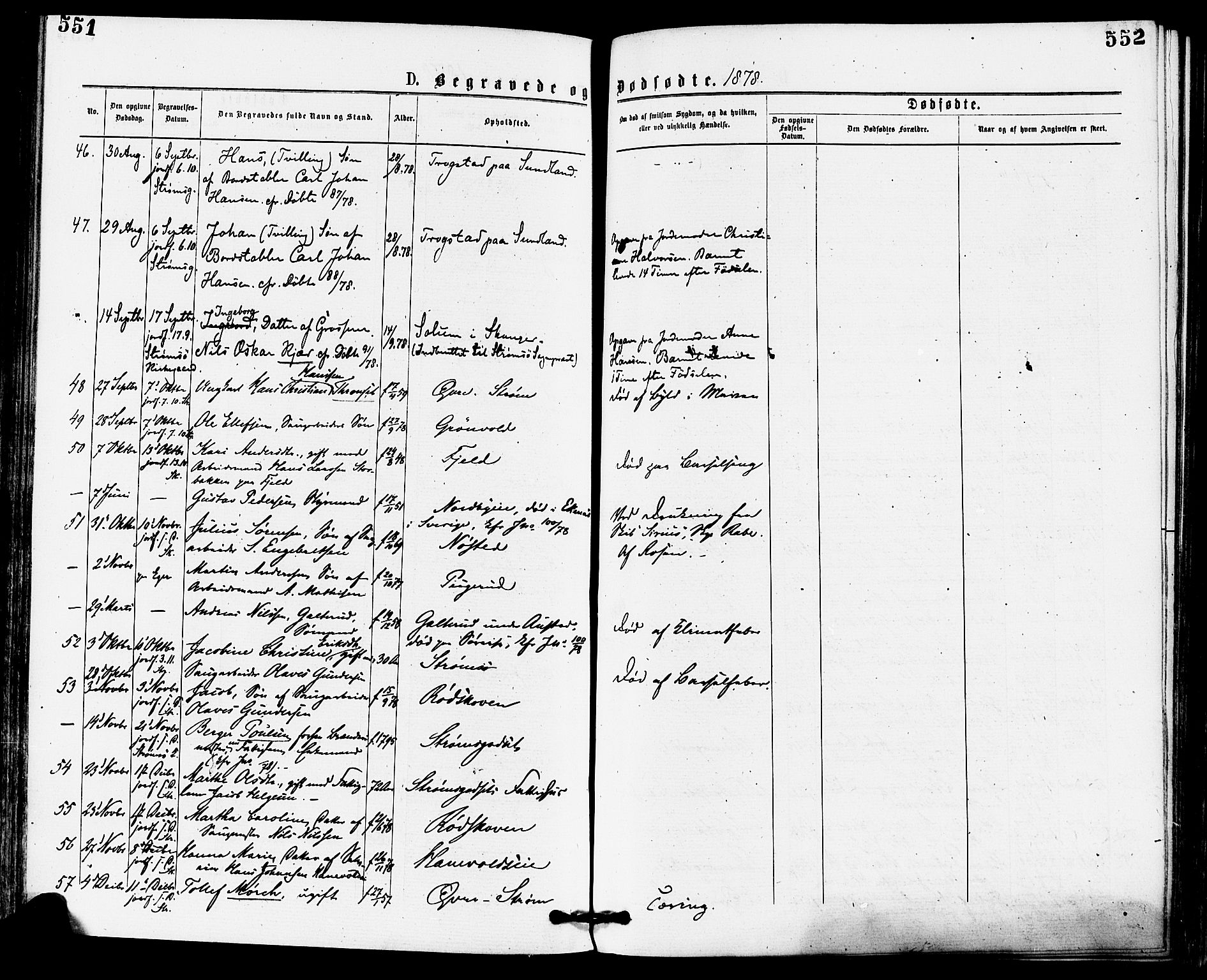 Skoger kirkebøker, AV/SAKO-A-59/F/Fa/L0005: Parish register (official) no. I 5, 1873-1884, p. 551-552